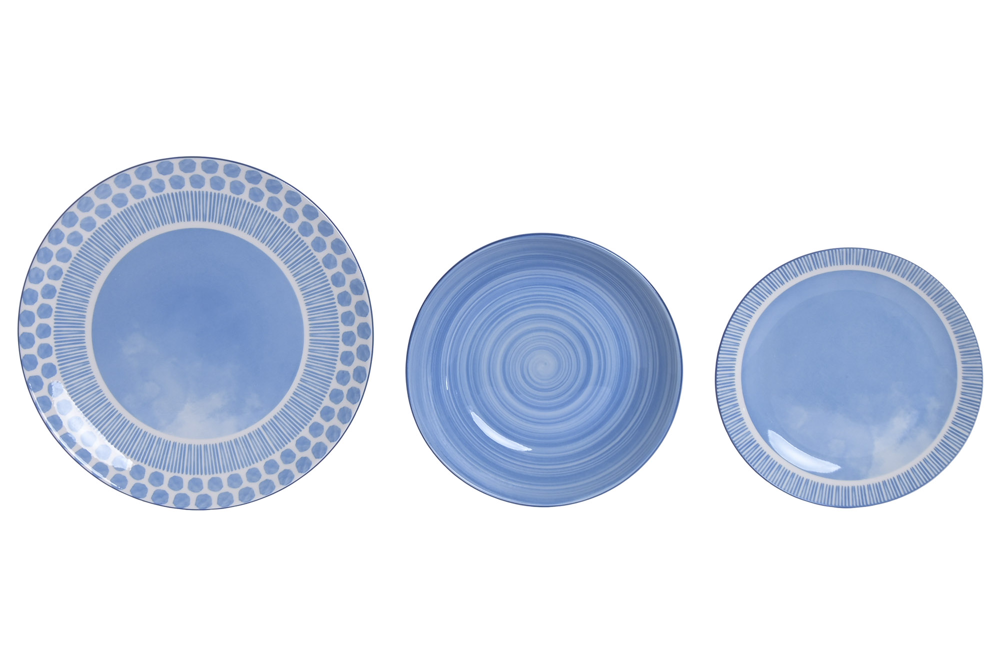 VAJILLA SET 18 PORCELANA 27X27X2,5 AZUL CLARO