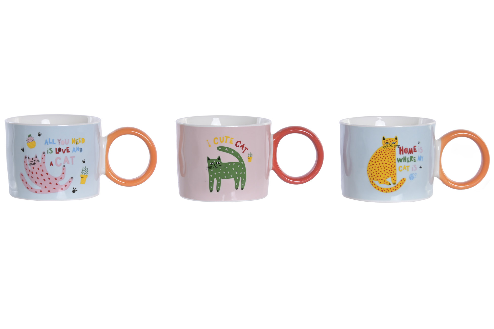 MUG PORCELANA 10X9,5X7,7 370ML GATO 3 SURT.