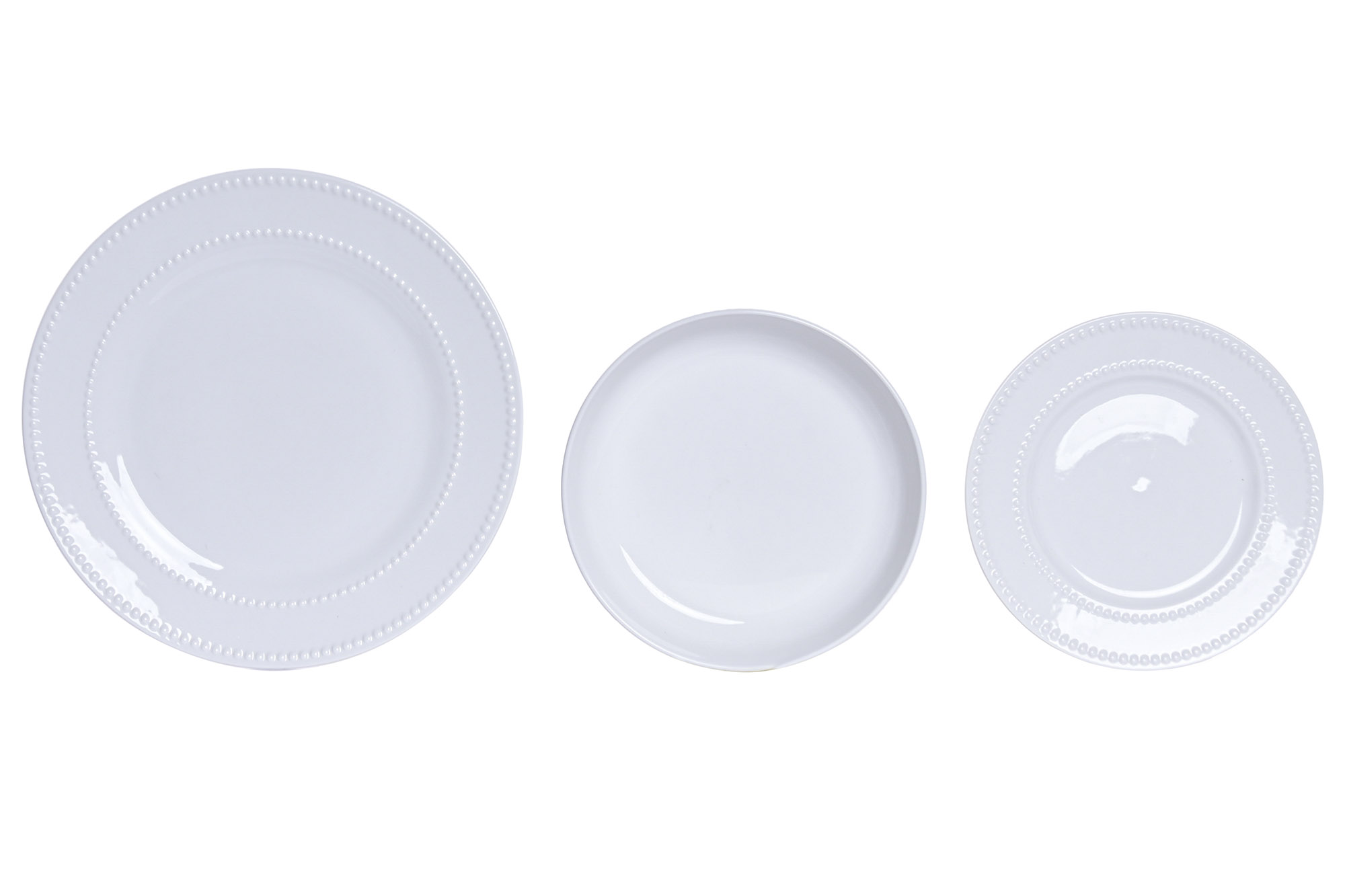 VAJILLA SET 18 PORCELANA 28X28X2,3 PERLA RELIEVE