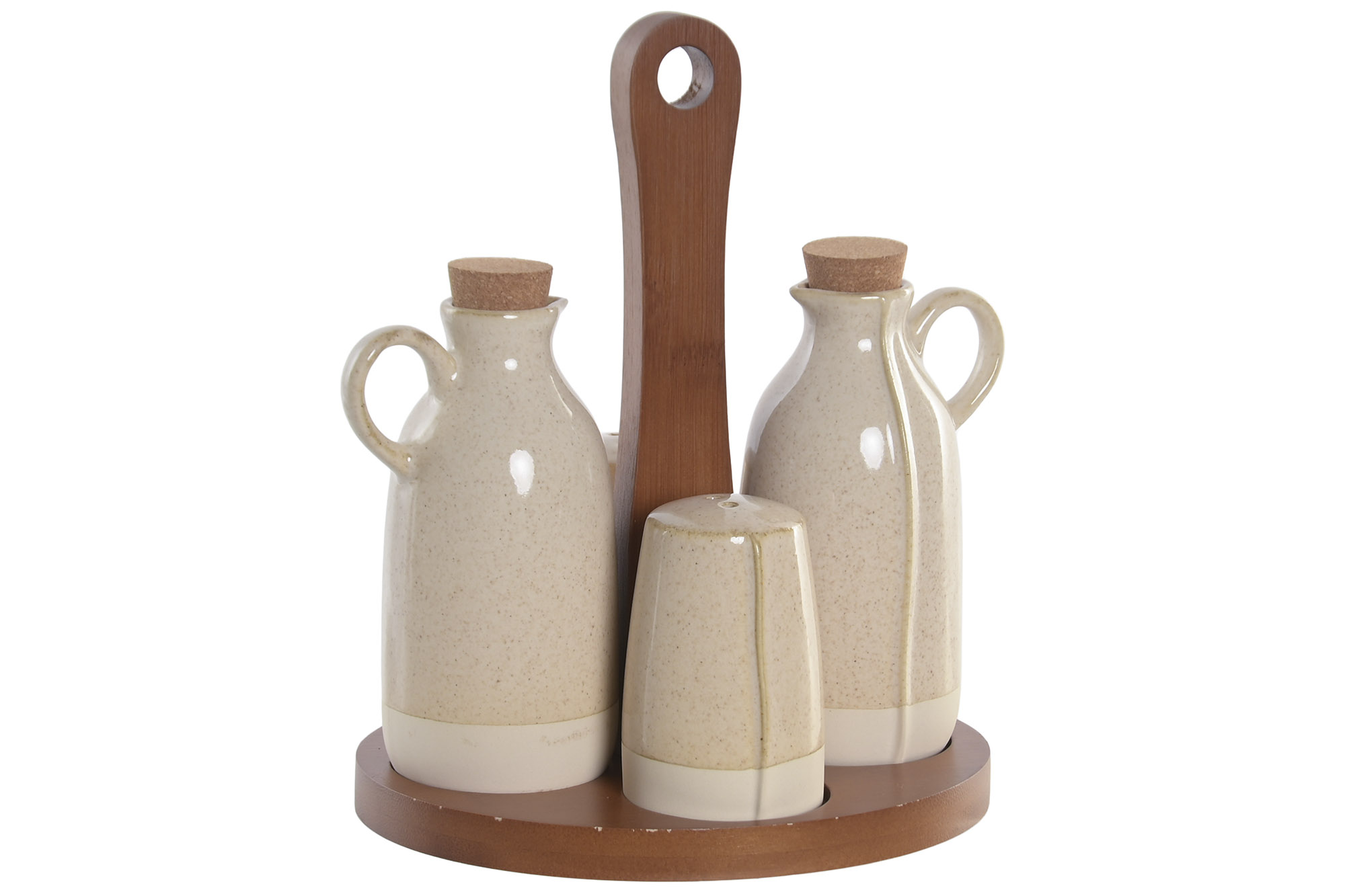 ACEITERA VINAGRERA SET 4 GRES ACACIA 19X16X22,5