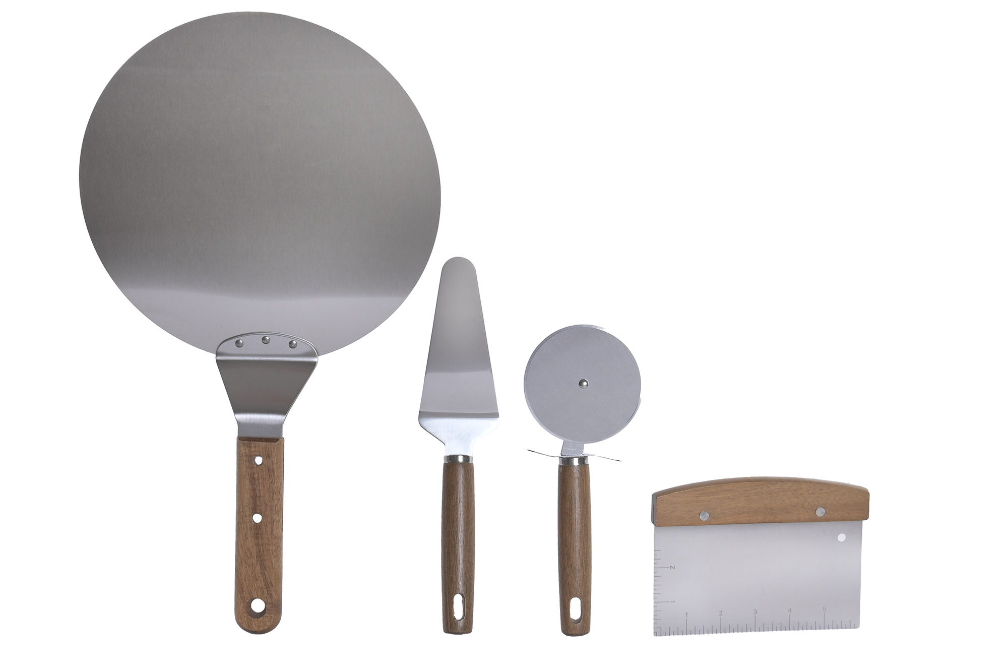 UTENSILIO SET 4 INOX ACACIA 30X5X42 PIZZA PLATEADO