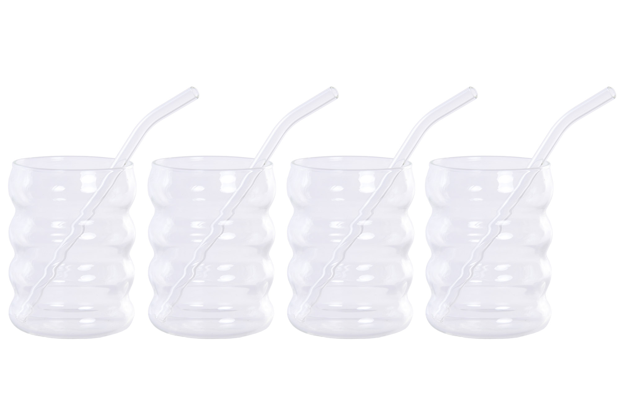 VASO SET 4 BOROSILICATO 7X7X10 330ML MATCHA PAJITA