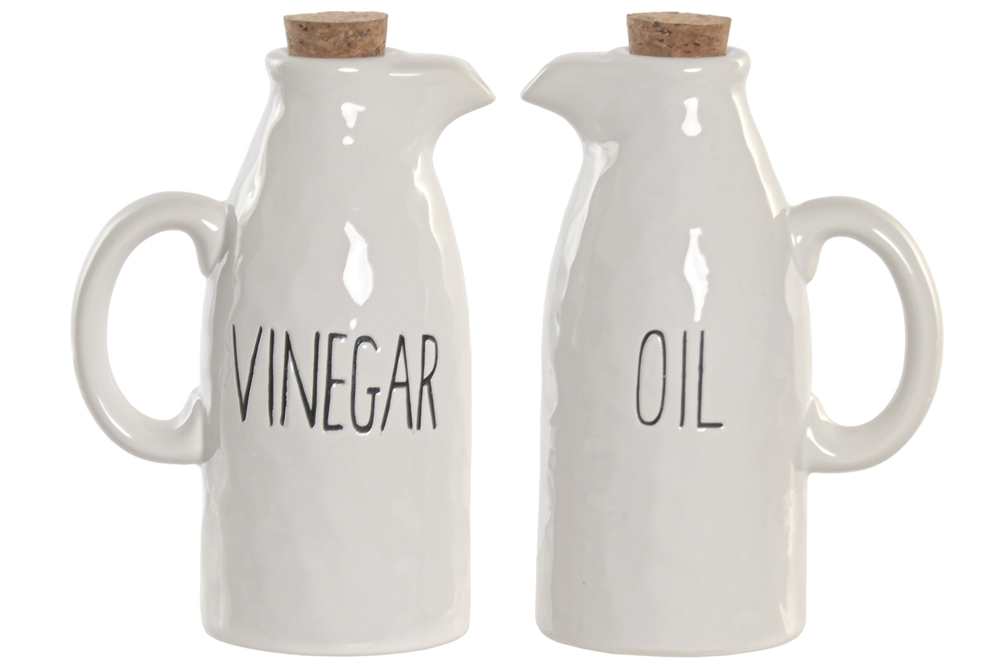 ACEITERA VINAGRERA SET 2 PORCELANA CORCHO 11X7X16