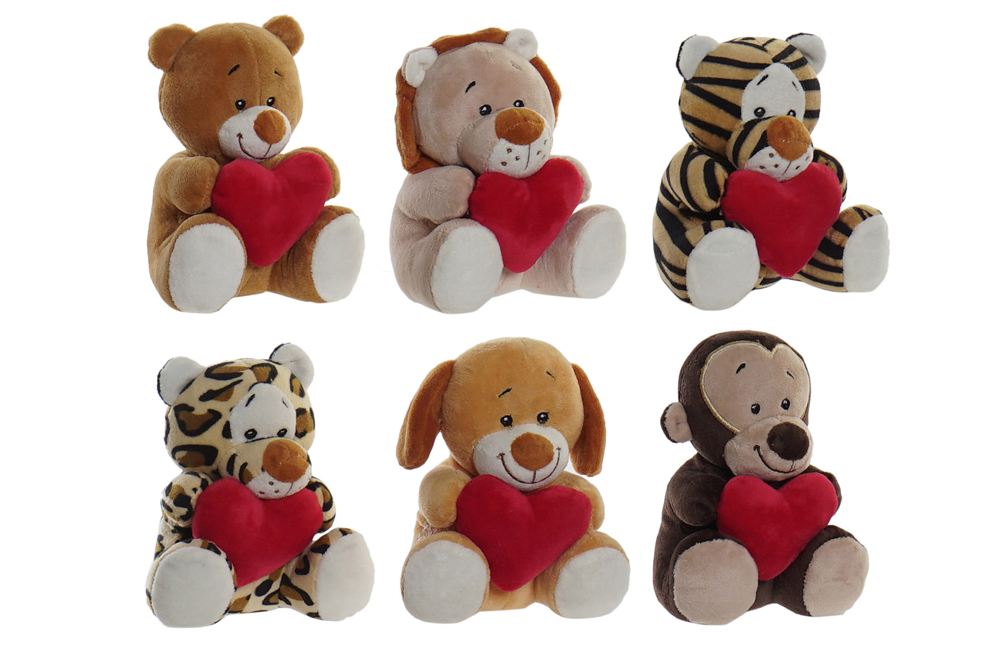 PELUCHE POLIESTER 11X10X14 ANIMALES CORAZONES 6 SU
