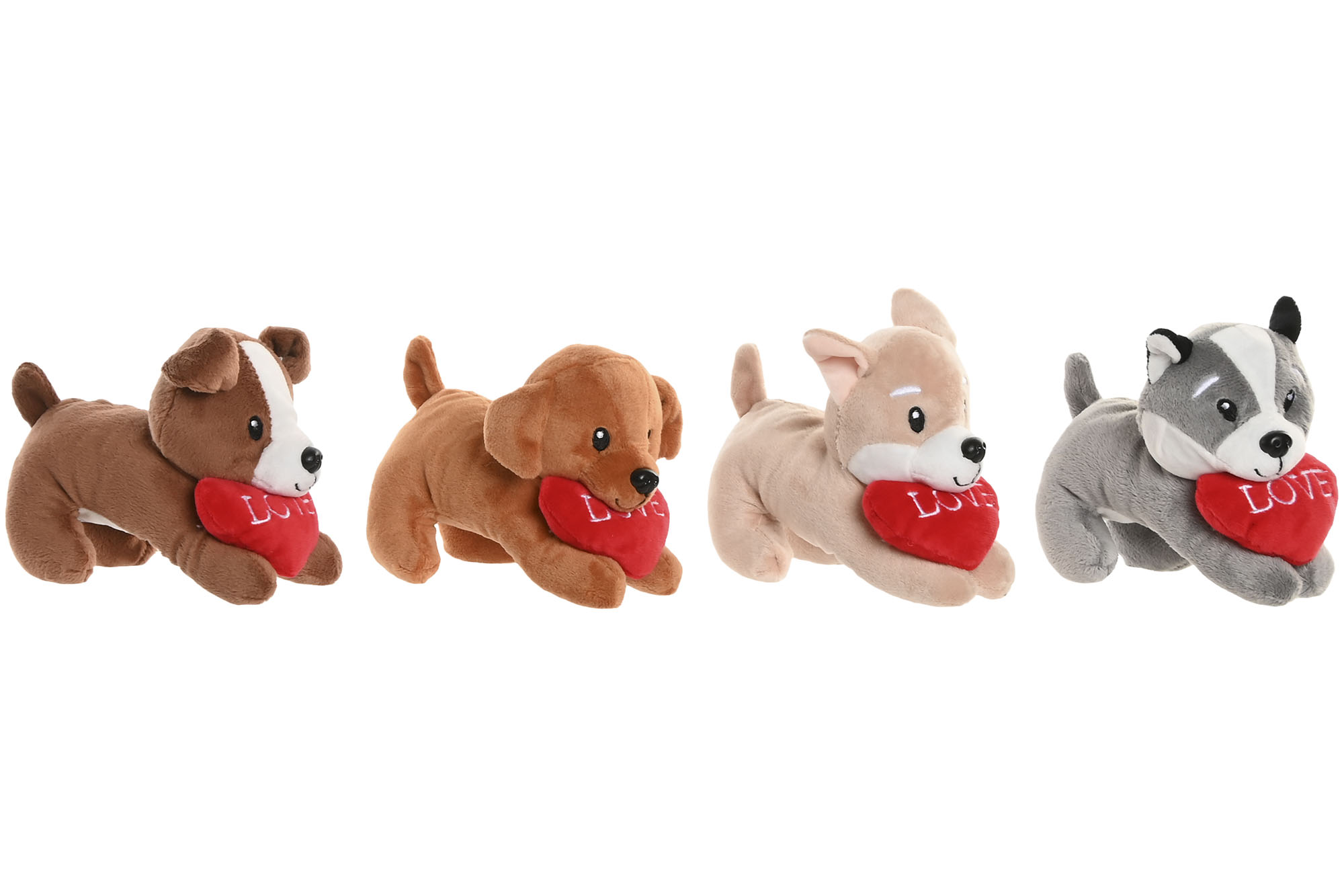 PELUCHE POLIESTER 10X10X14 PERRO CORAZON 4 SURT.