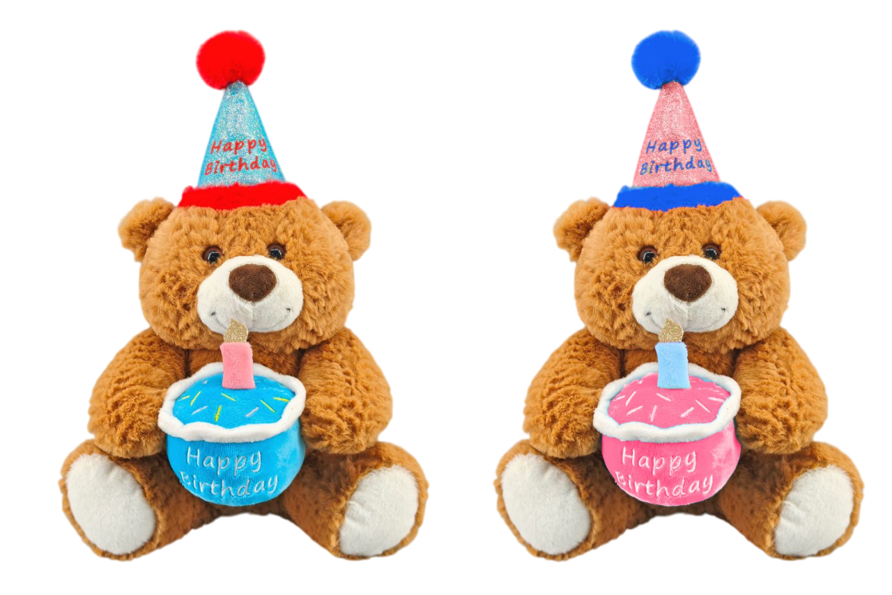 PELUCHE POLIESTER 22X22X33 CUMPLEAÑOS 2 SURT.