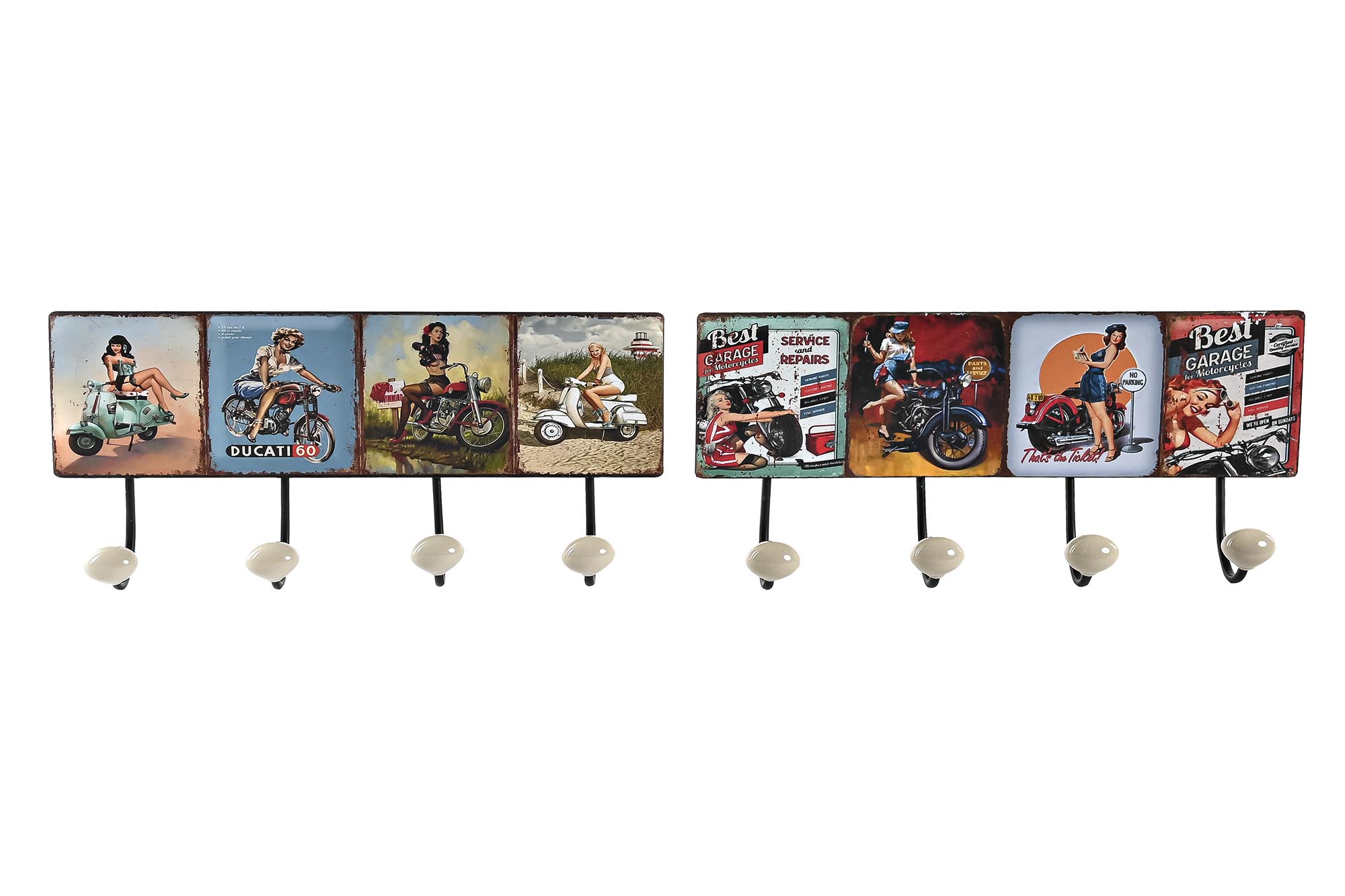 PERCHERO PARED METAL 40X7X18 4COLG, MOTOS 2 SURT.