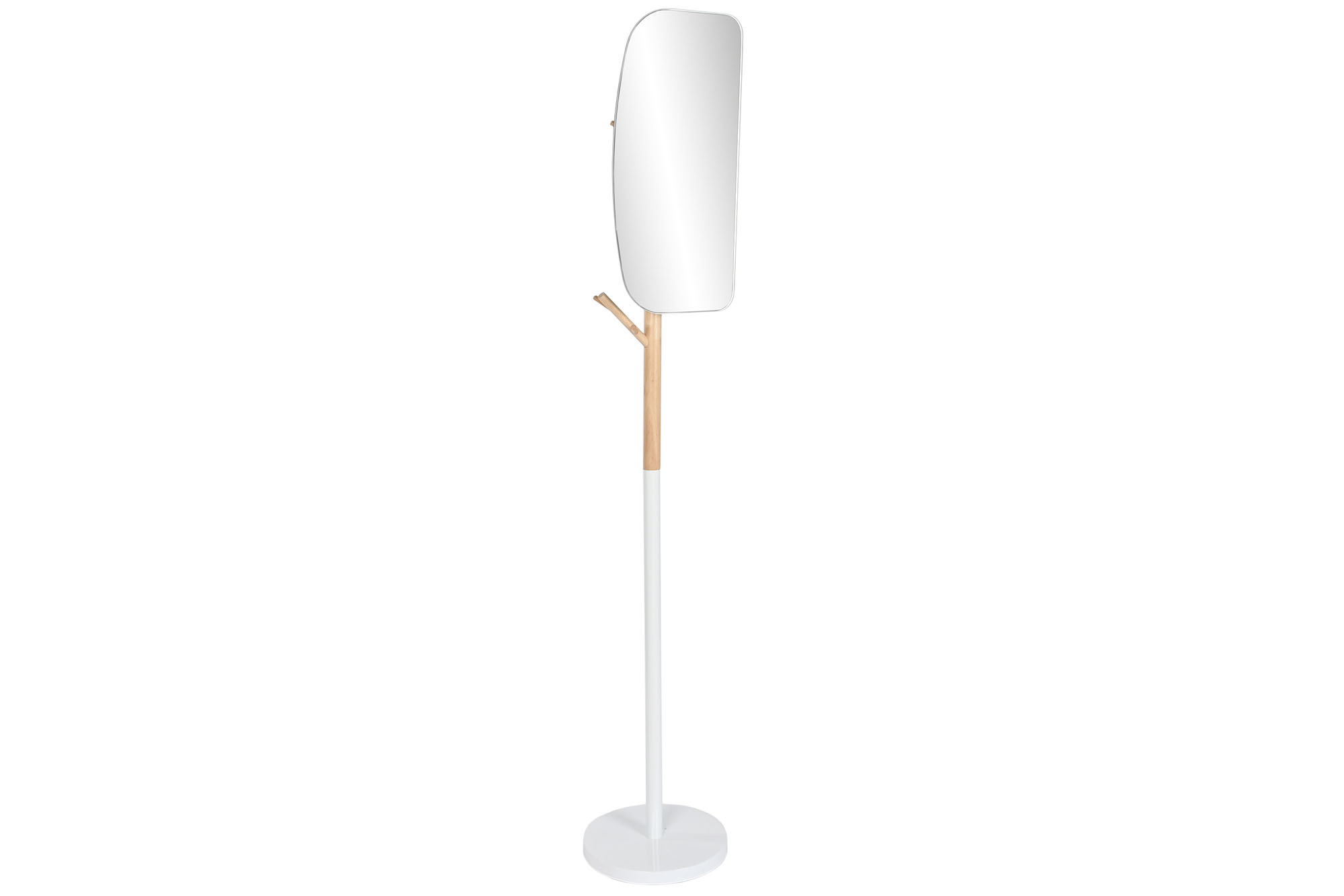PERCHERO MADERA METAL 33X33X185 ESPEJO BLANCO