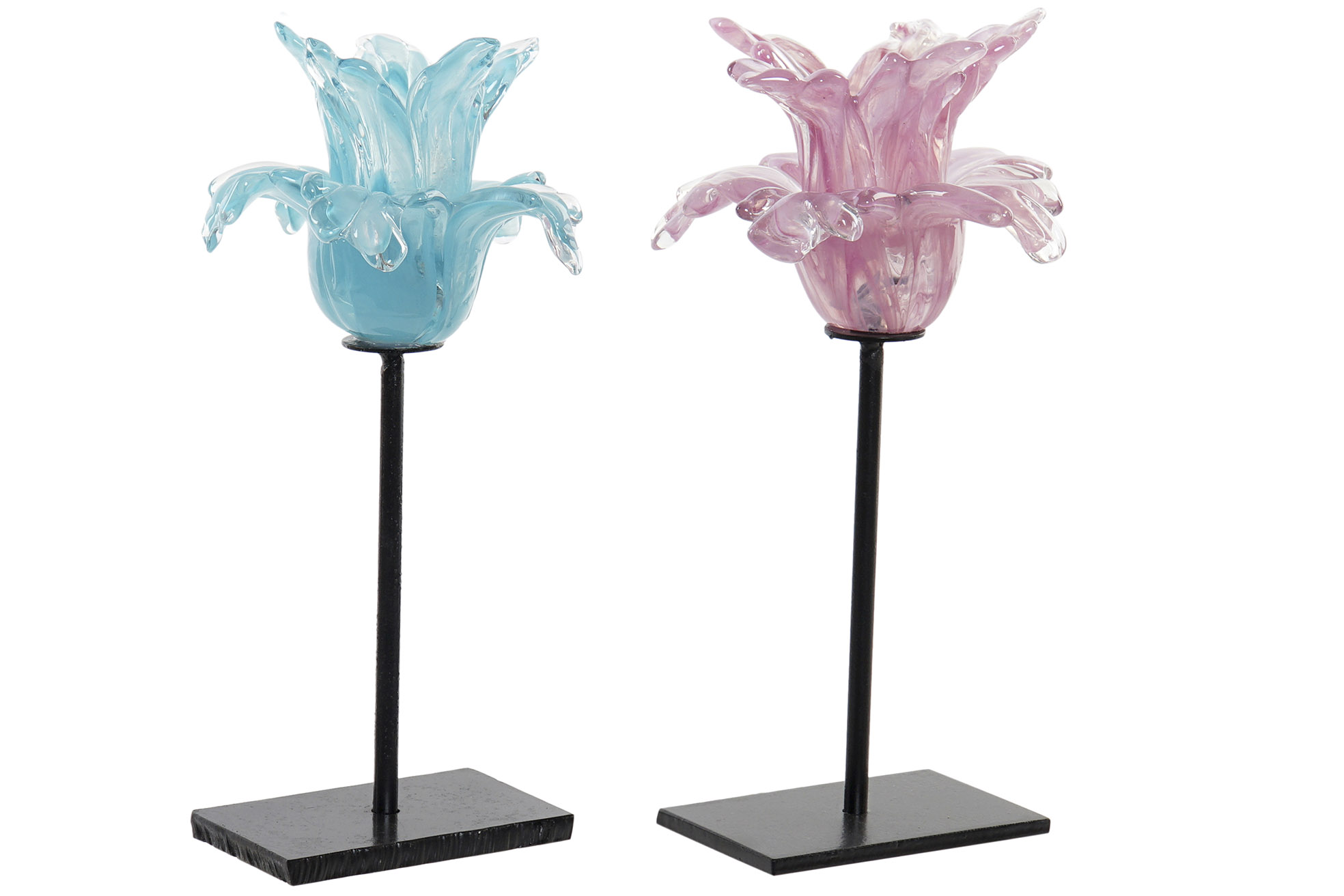 PORTAVELA CRISTAL METAL 12X12X24 FLOR 2 SURT.
