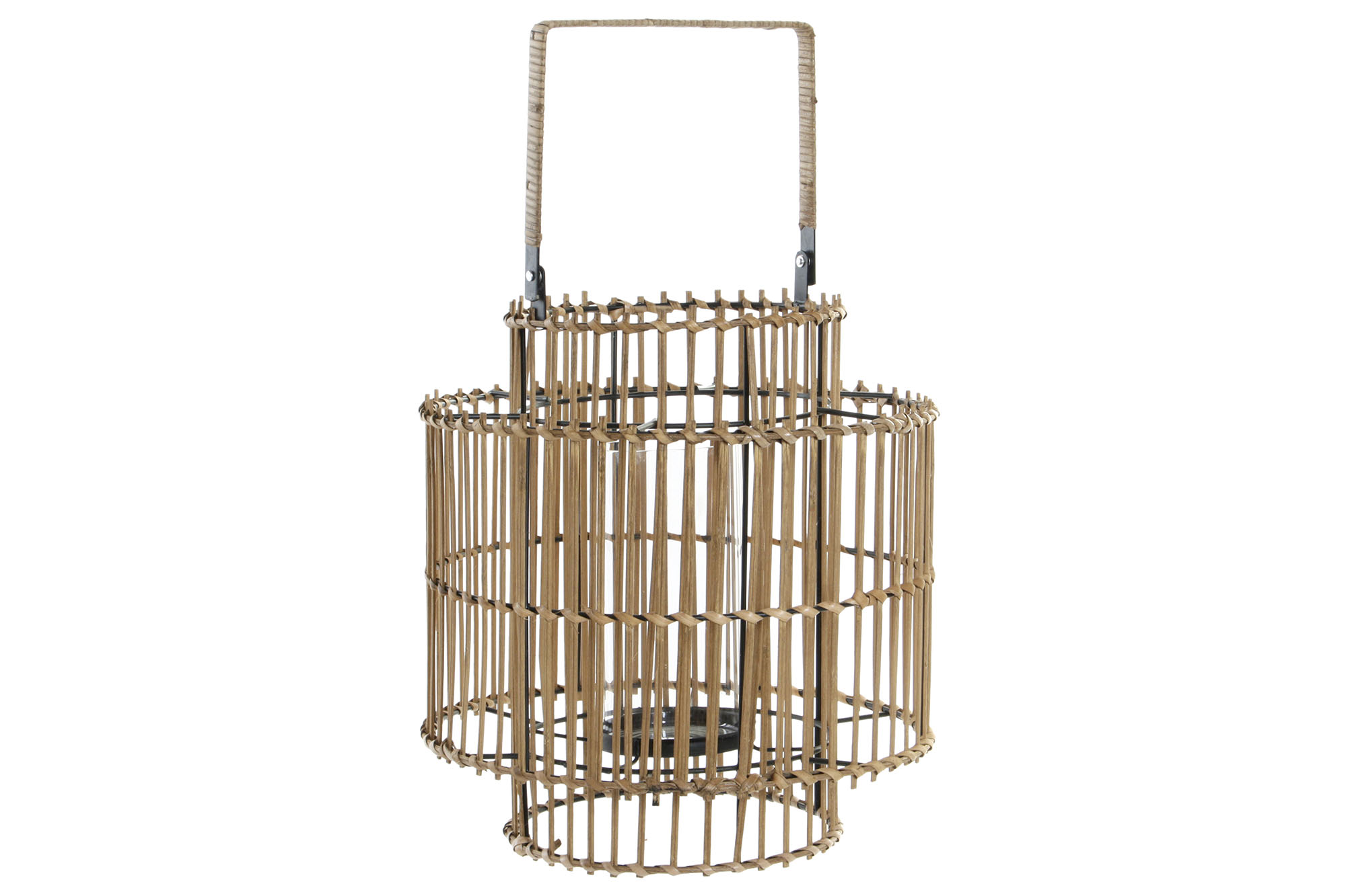 PORTAVELA BAMBU METAL 30X30X32 47 NATURAL