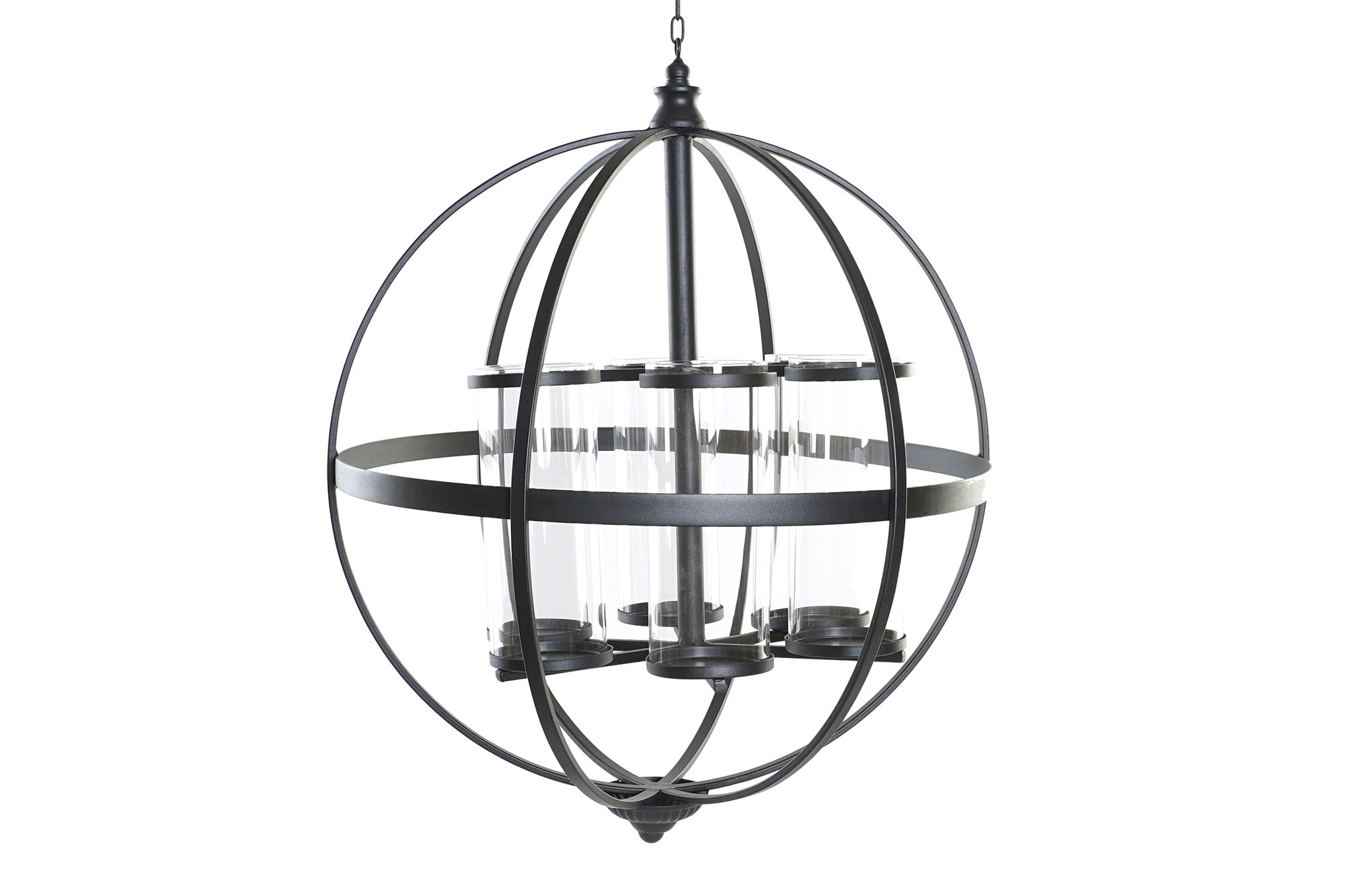 PORTAVELA METAL CRISTAL 60X60X73 NEGRO