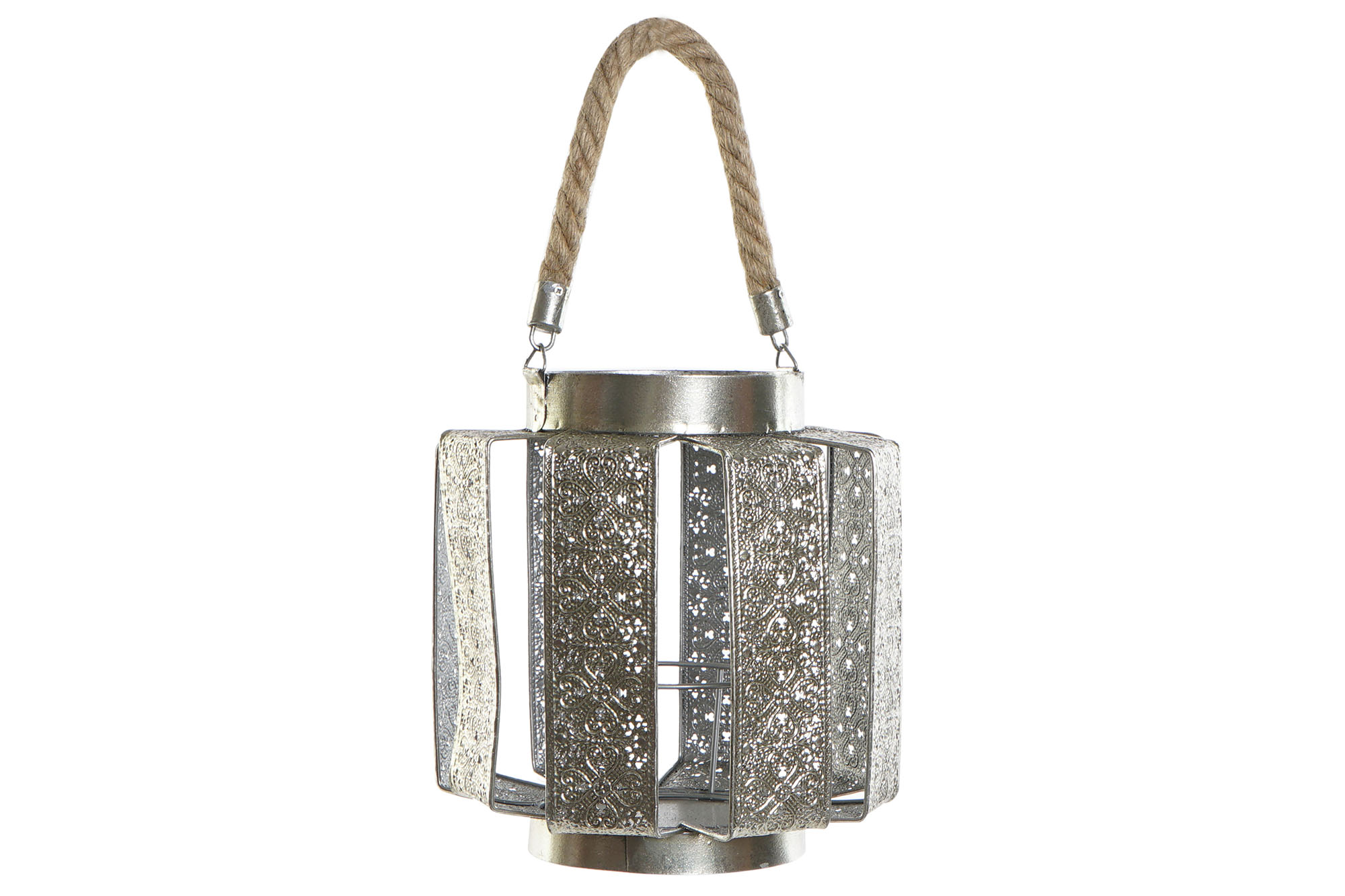 PORTAVELA METAL CUERDA 21X21X23 PLATEADO