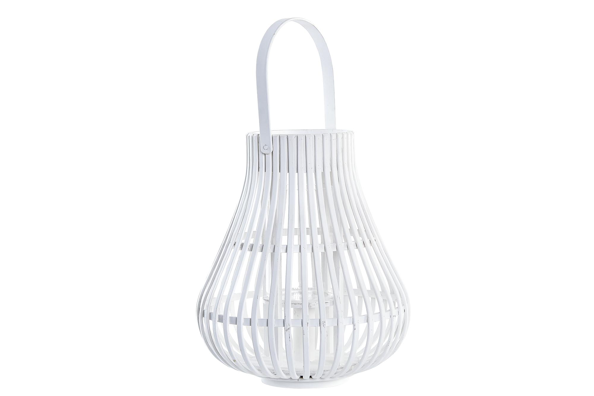 PORTAVELA BAMBU CRISTAL 29X29X34 BLANCO