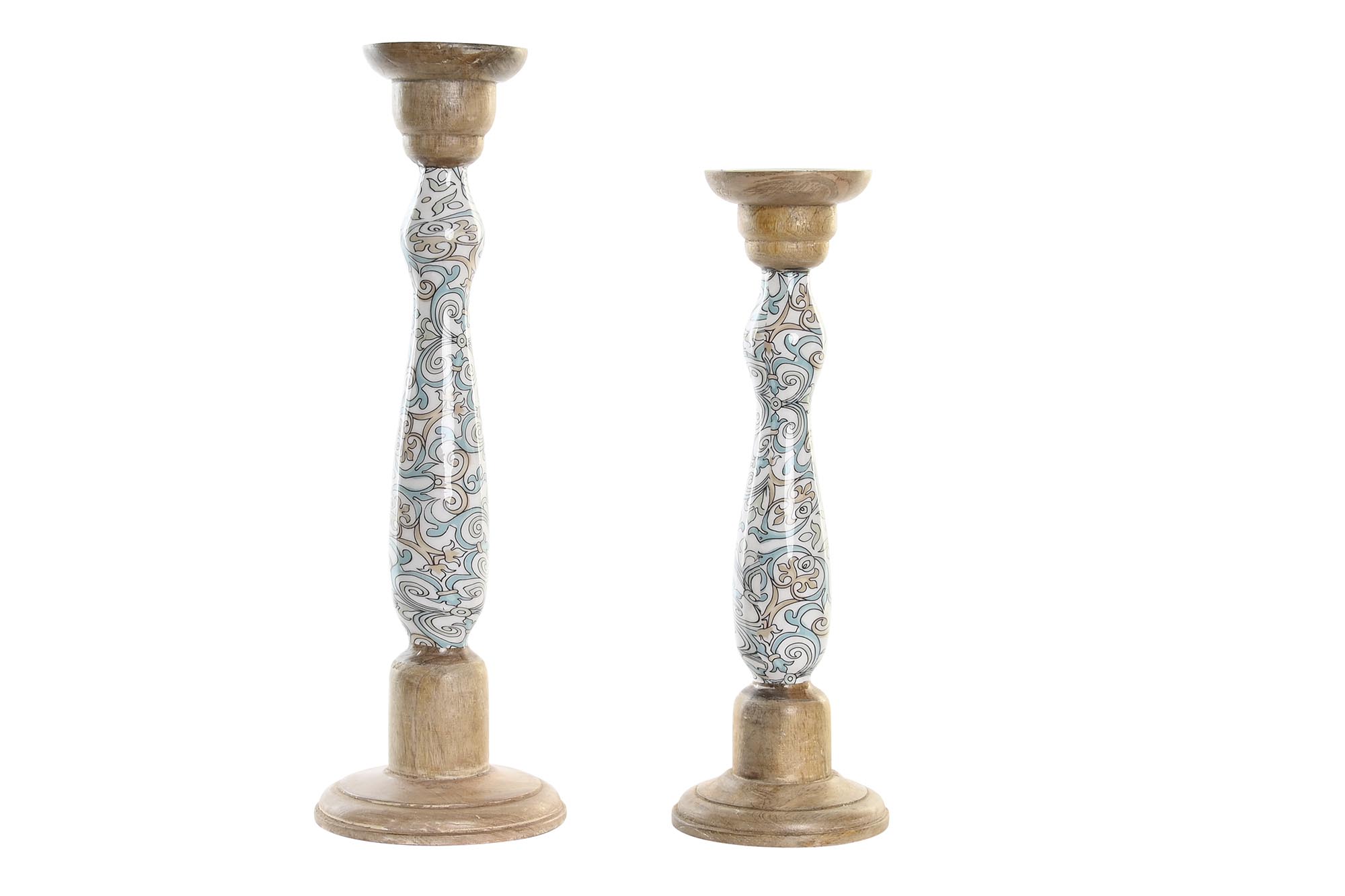 PORTAVELA SET 2 MANGO METAL 17X17X52,5 MARRON