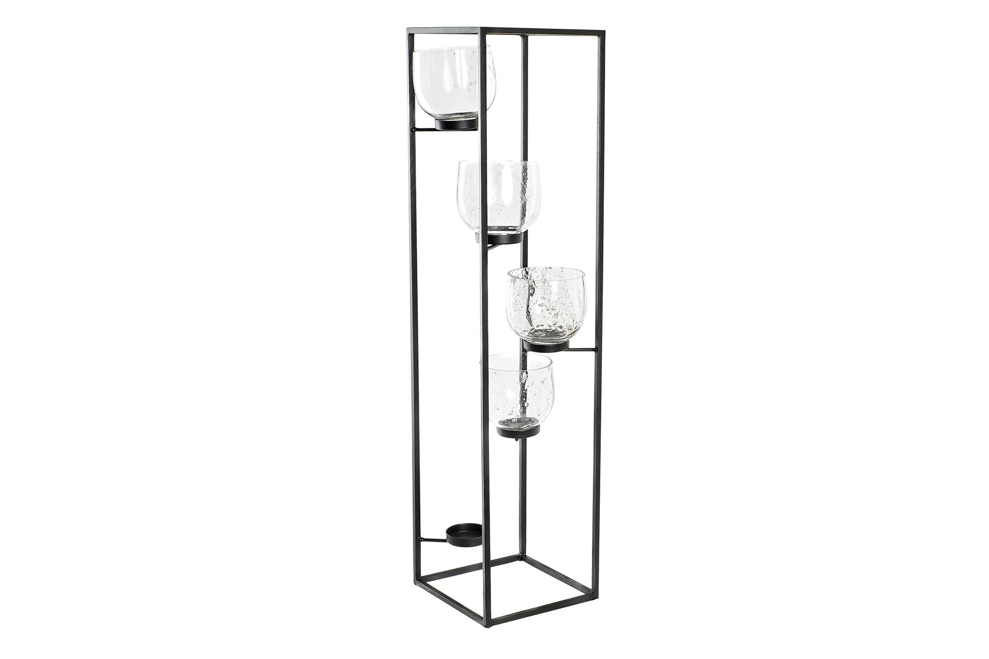 PORTAVELA HIERRO CRISTAL 18X18X76 5 PORTAVELAS