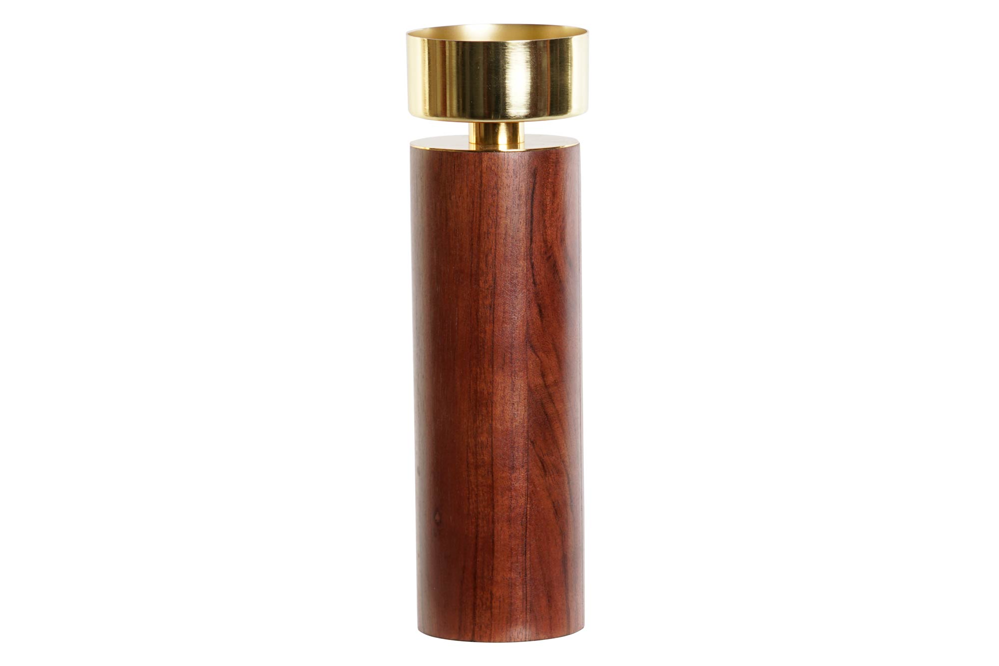 PORTAVELA ACACIA ALUMINIO 8X8X27 MARRON