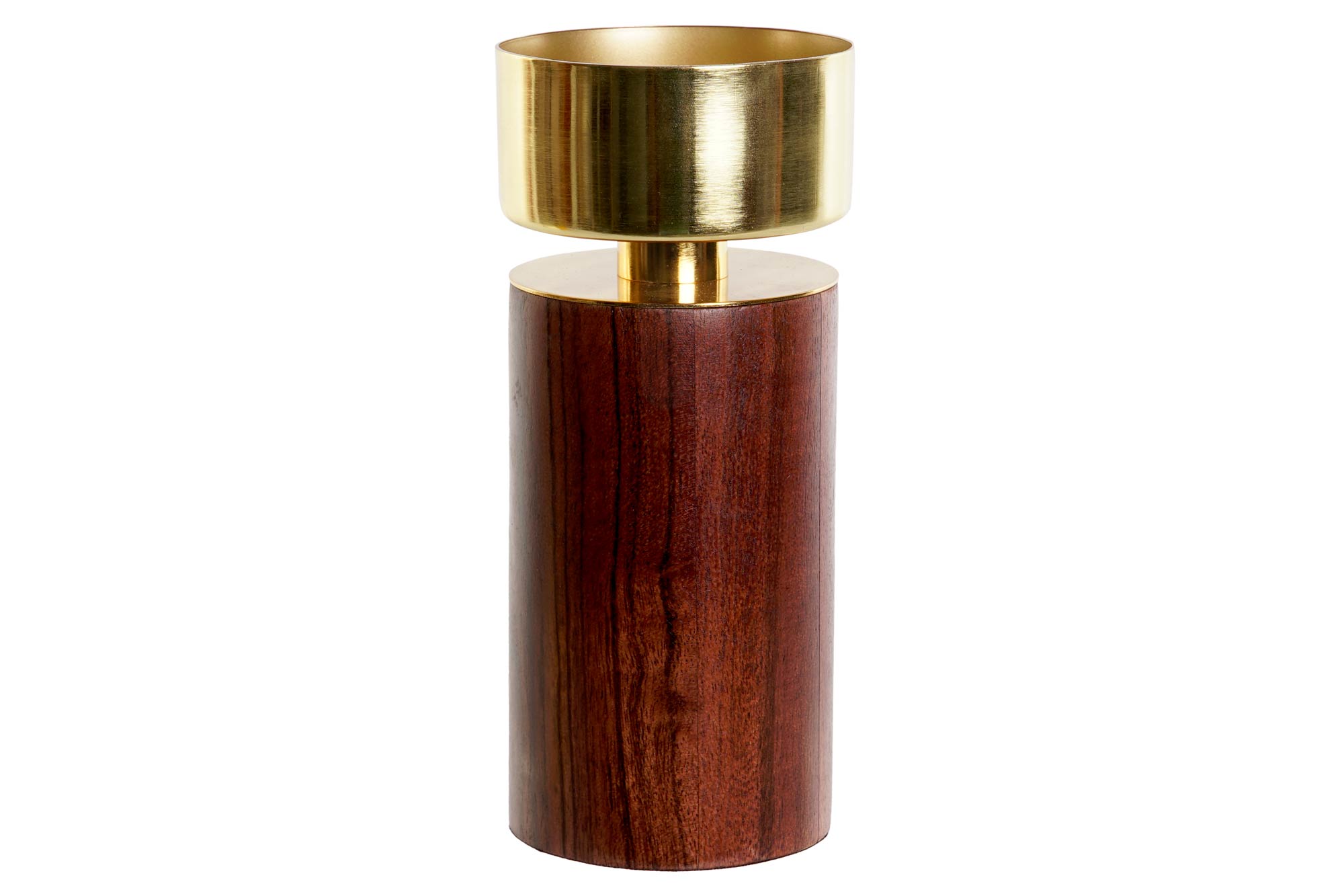 PORTAVELA ACACIA ALUMINIO 8X8X18 MARRON