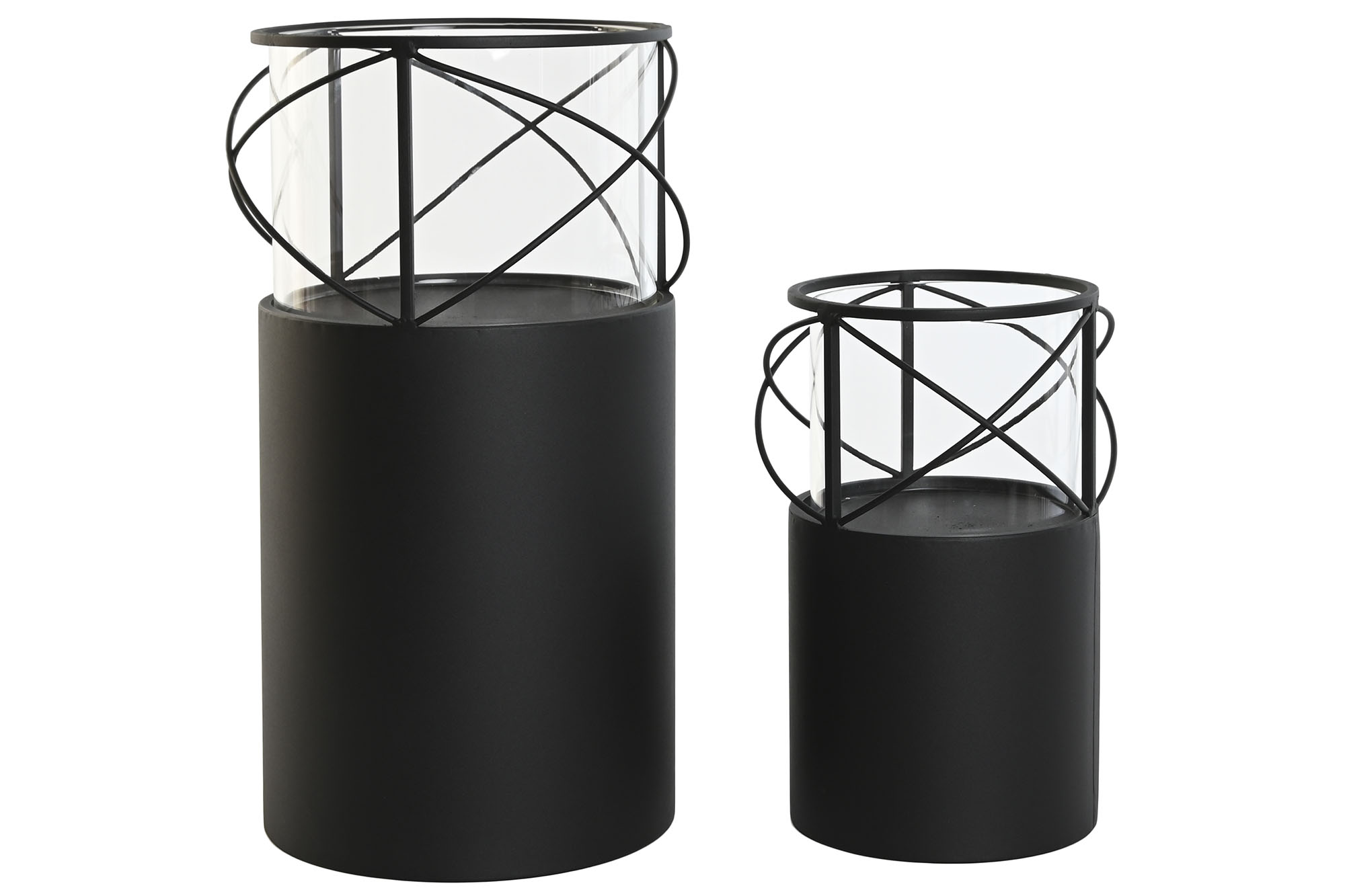 PORTAVELA SET 2 METAL CRISTAL 24,5X24,5X46 17X31