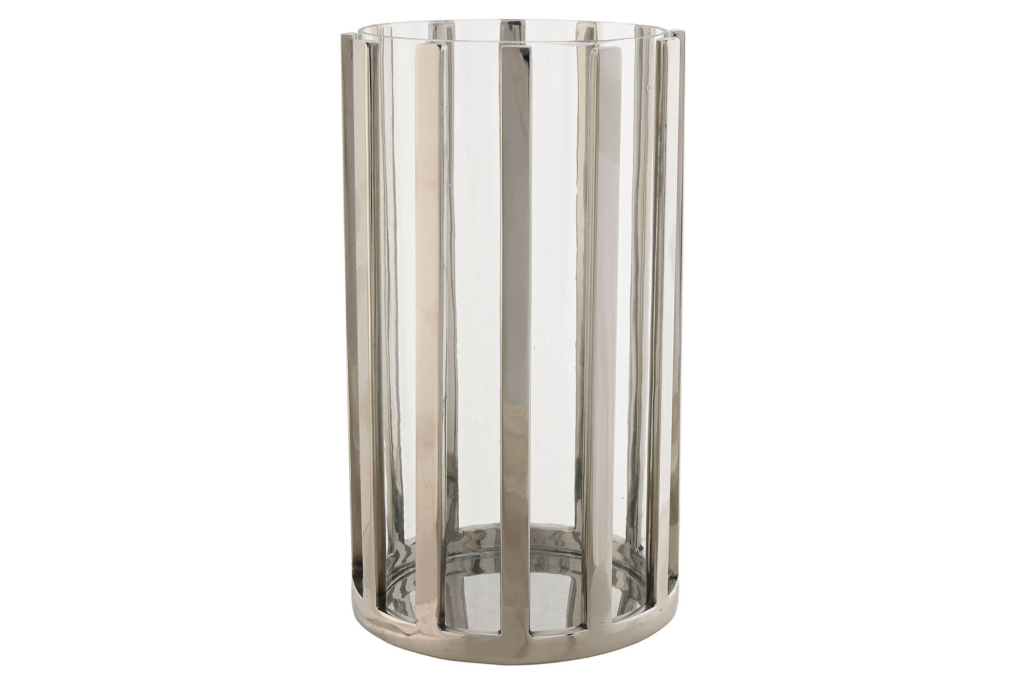 PORTAVELA ACERO CRISTAL 12X12X20 CROMADO PLATEADO
