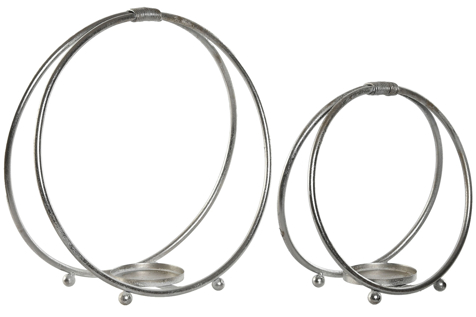 PORTAVELA SET 2 METAL 38X16X39 PLATEADO