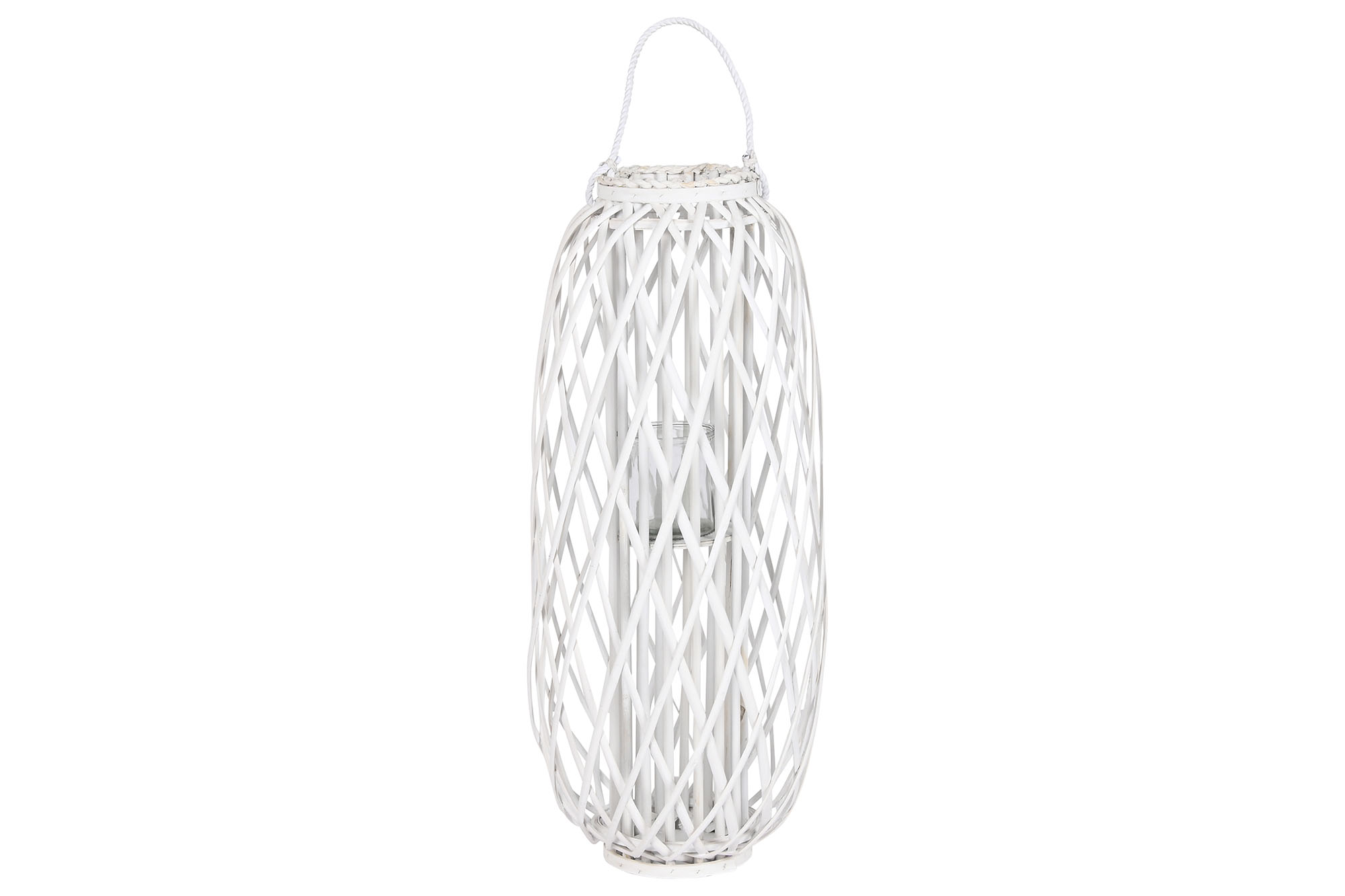 PORTAVELA MIMBRE CRISTAL 34X34X80 BLANCO