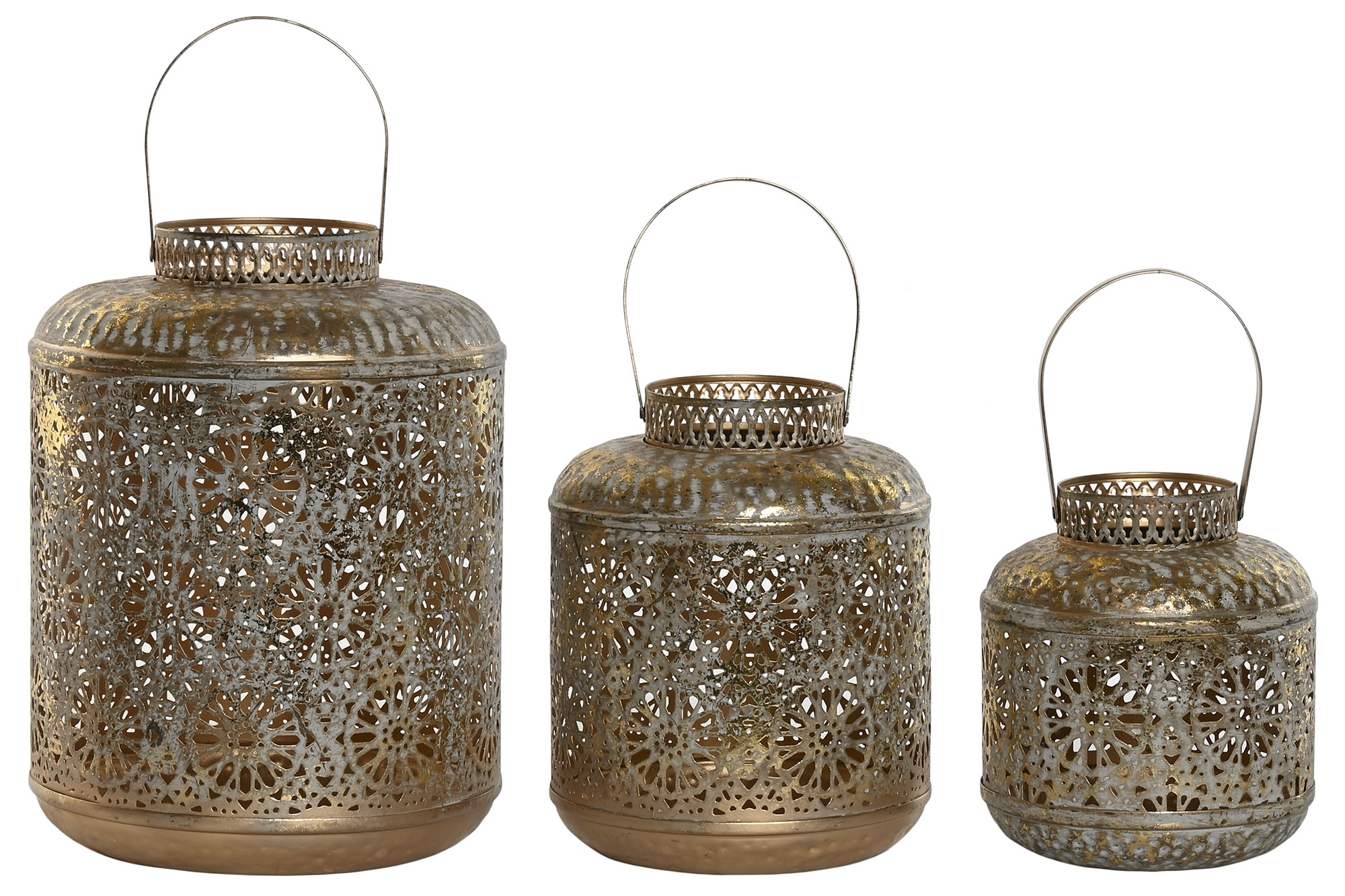 PORTAVELA SET 3 METAL 24X24X32 DECAPE DORADO