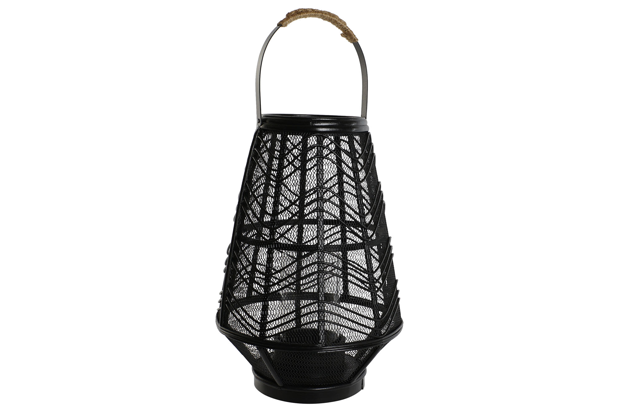 PORTAVELA METAL RATAN 27,5X27,5X40 NEGRO