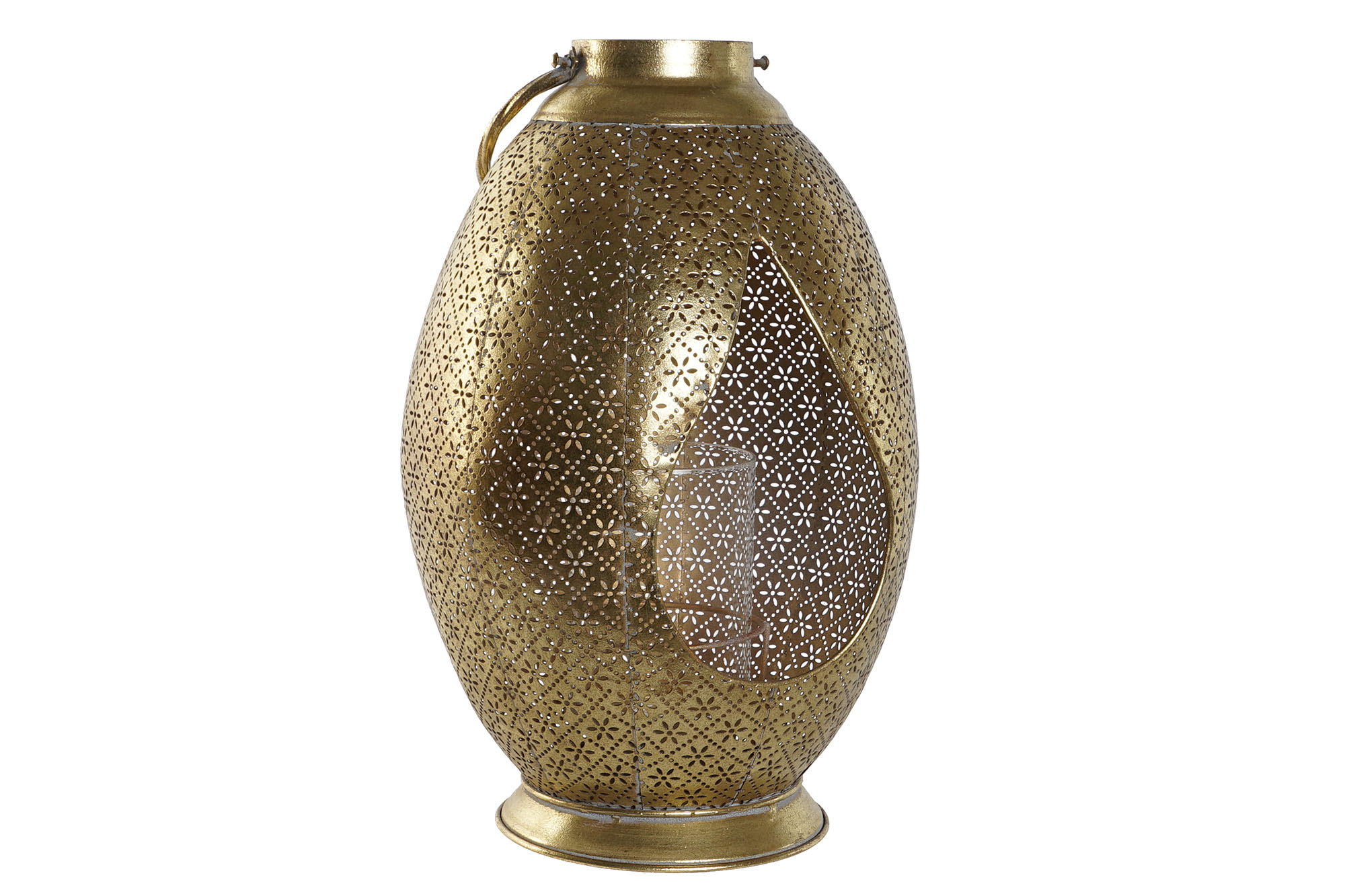 PORTAVELA METAL CRISTAL 24X24X38,5 DORADO