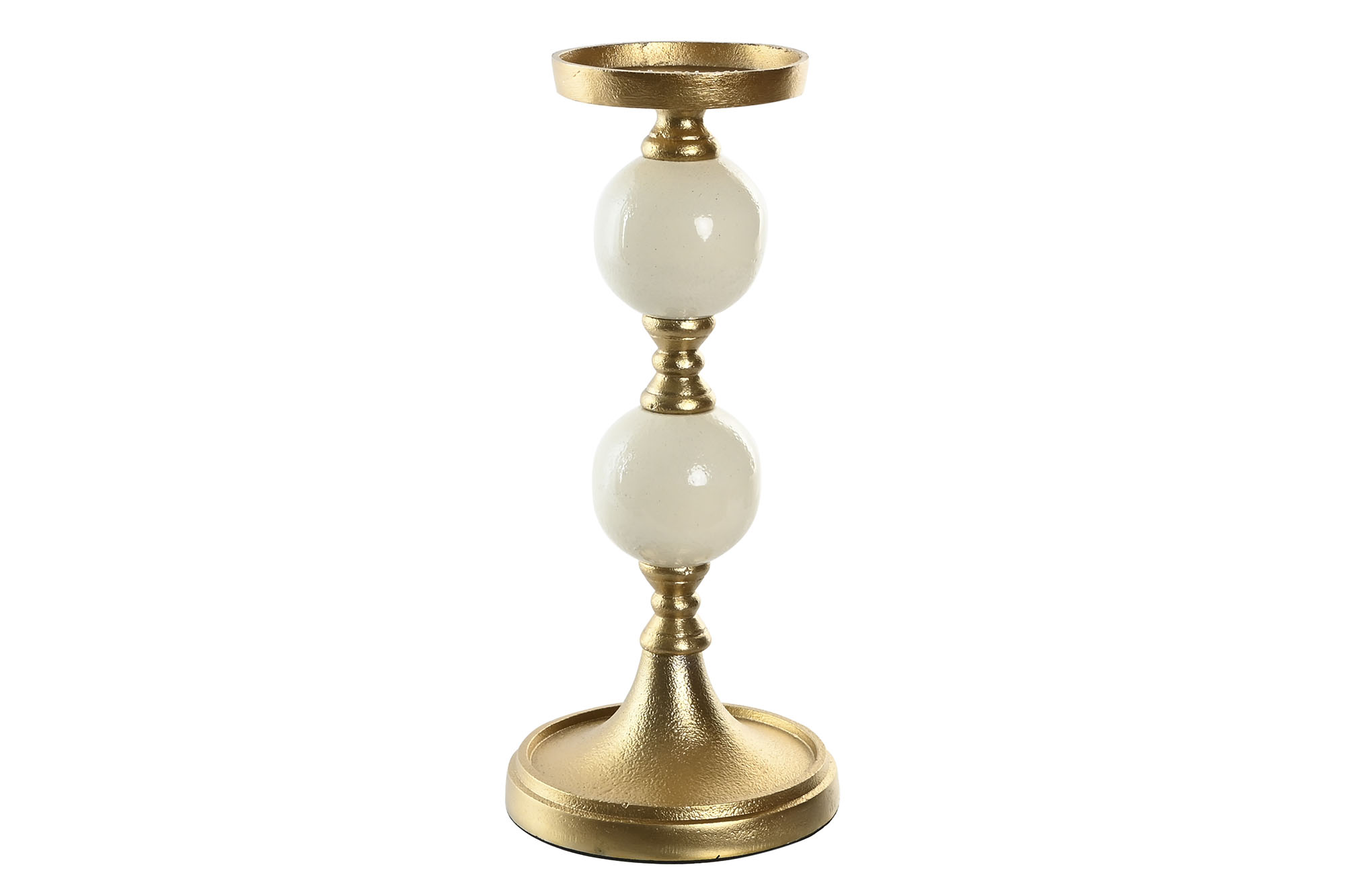 CANDELABRO ALUMINIO 15X15X33 BOLAS DORADO