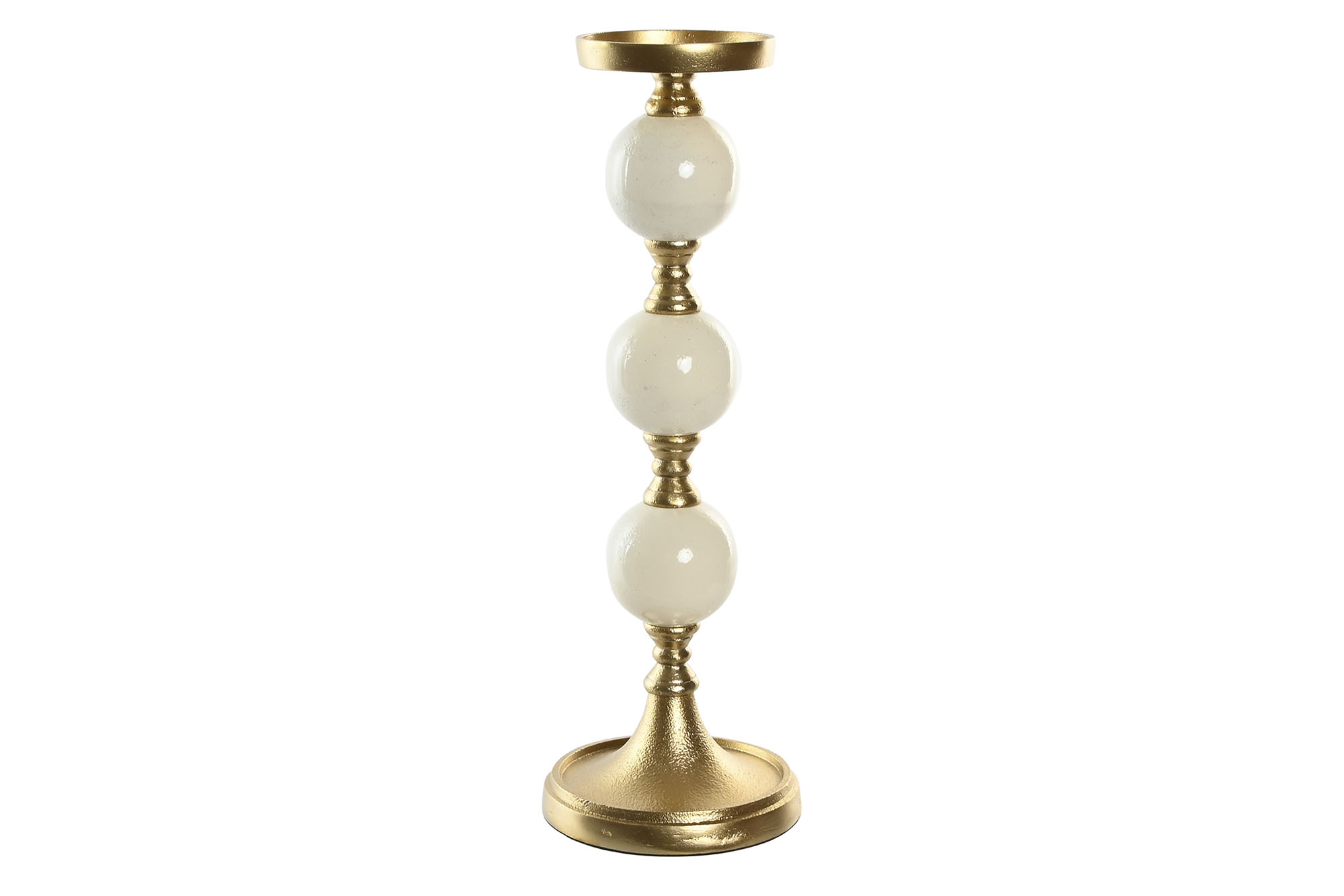 CANDELABRO ALUMINIO 15X15X43,5 BOLAS DORADO