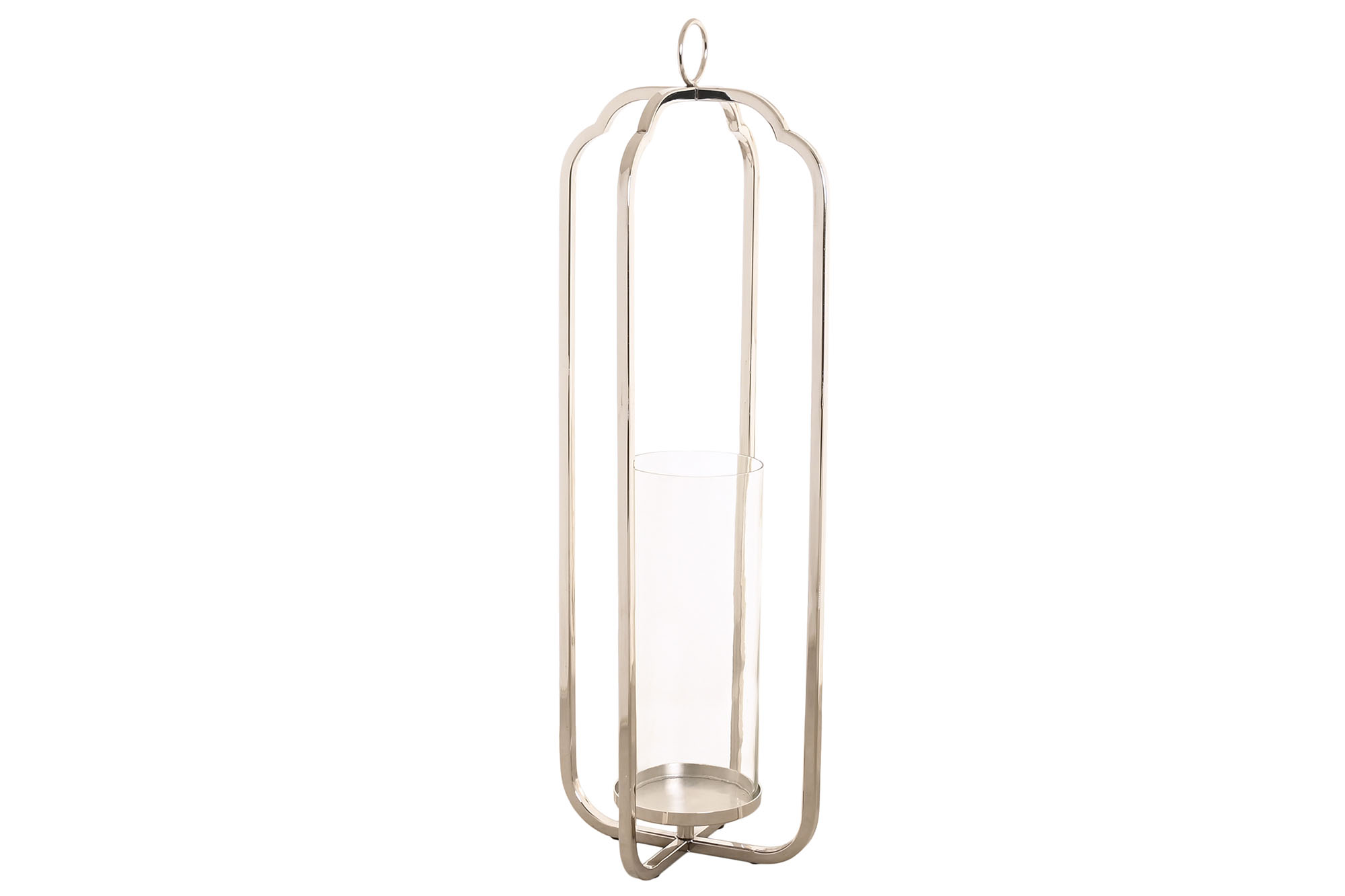 PORTAVELA ACERO CRISTAL 21X21X62 CROMADO PLATEADO