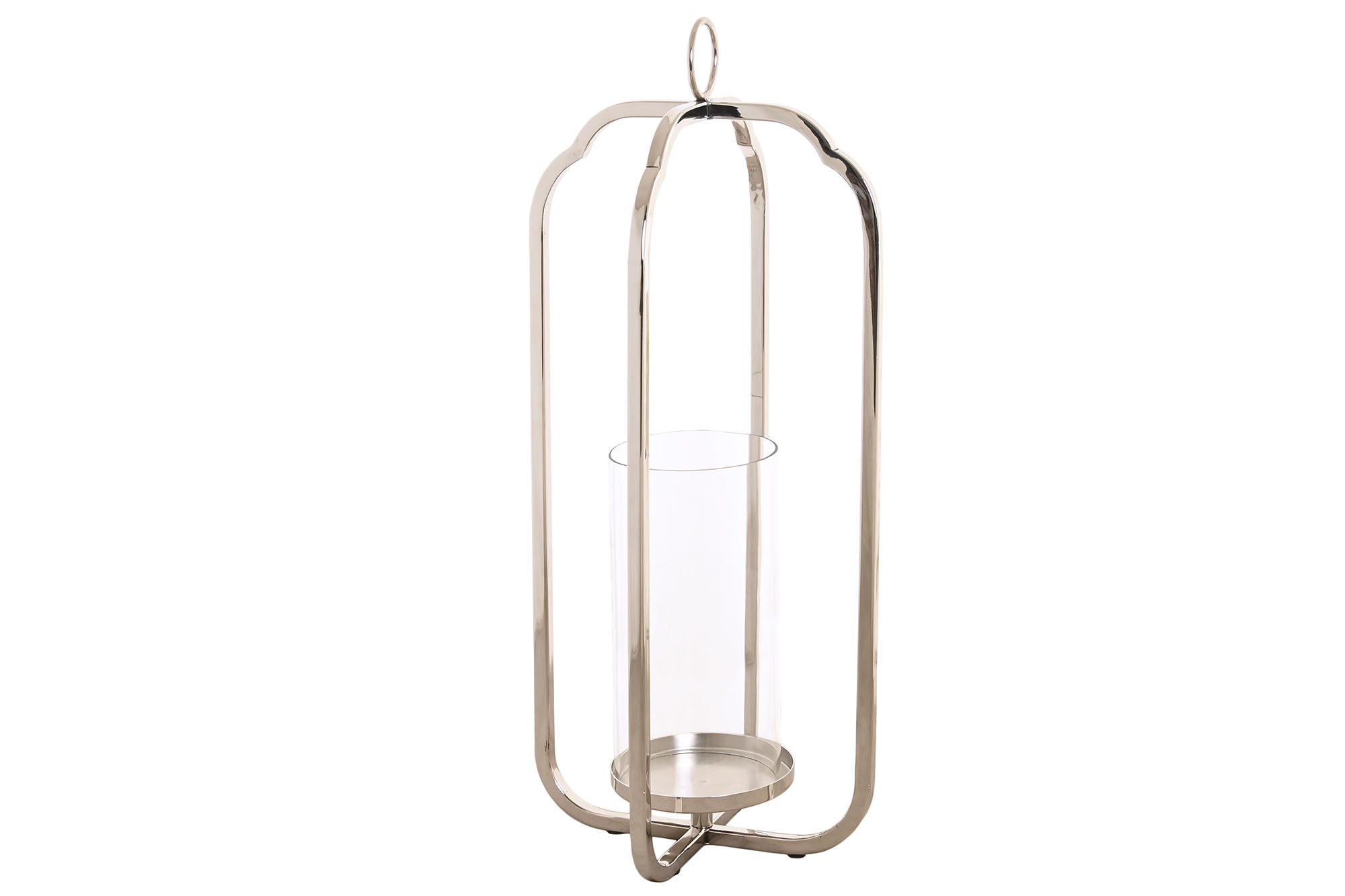 PORTAVELA ACERO CRISTAL 21X21X49 CROMADO PLATEADO