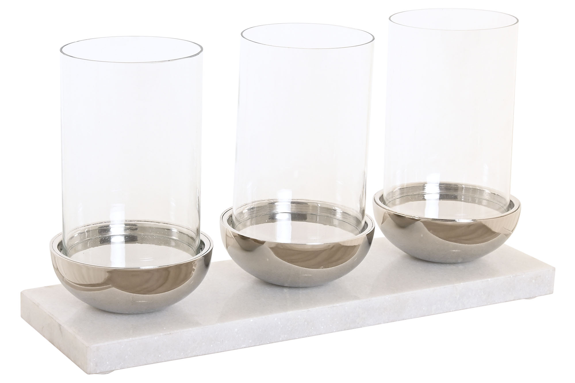 PORTAVELA MARMOL CRISTAL 40X13X22 TRIPLE BLANCO