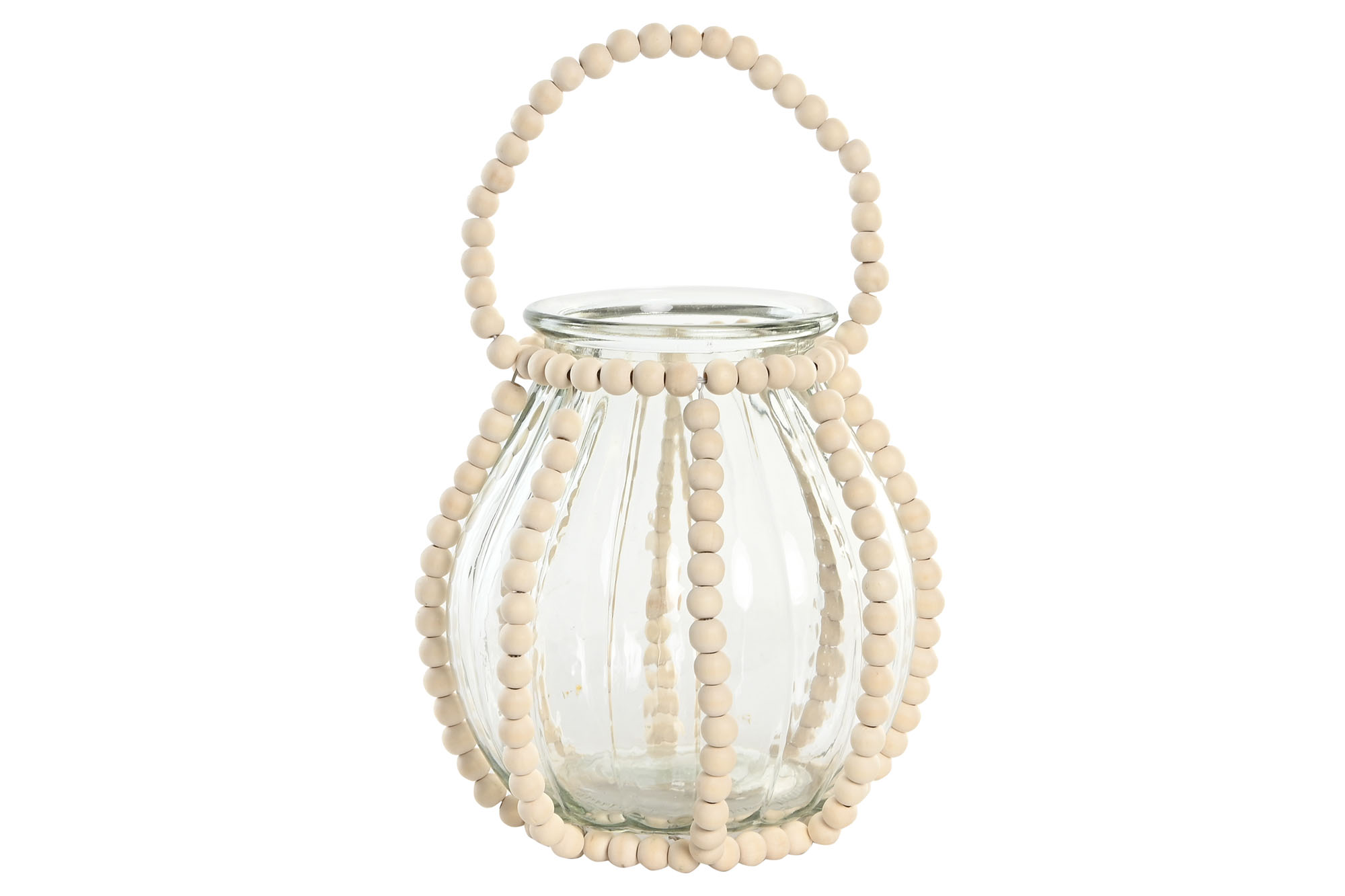PORTAVELA CRISTAL MADERA 22X22X22 CUENTAS NATURAL