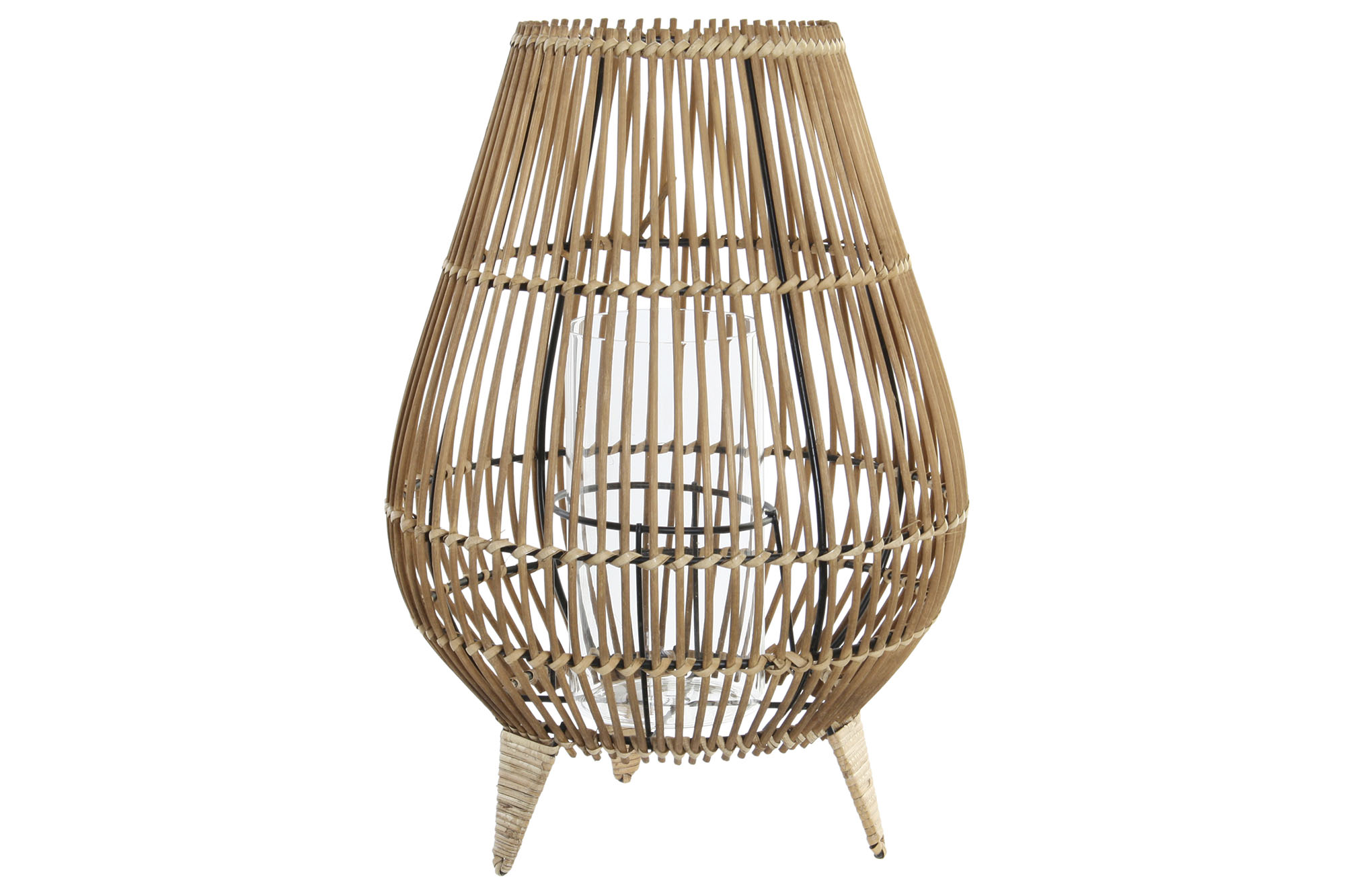 PORTAVELA RATAN METAL 26X26X38 NATURAL