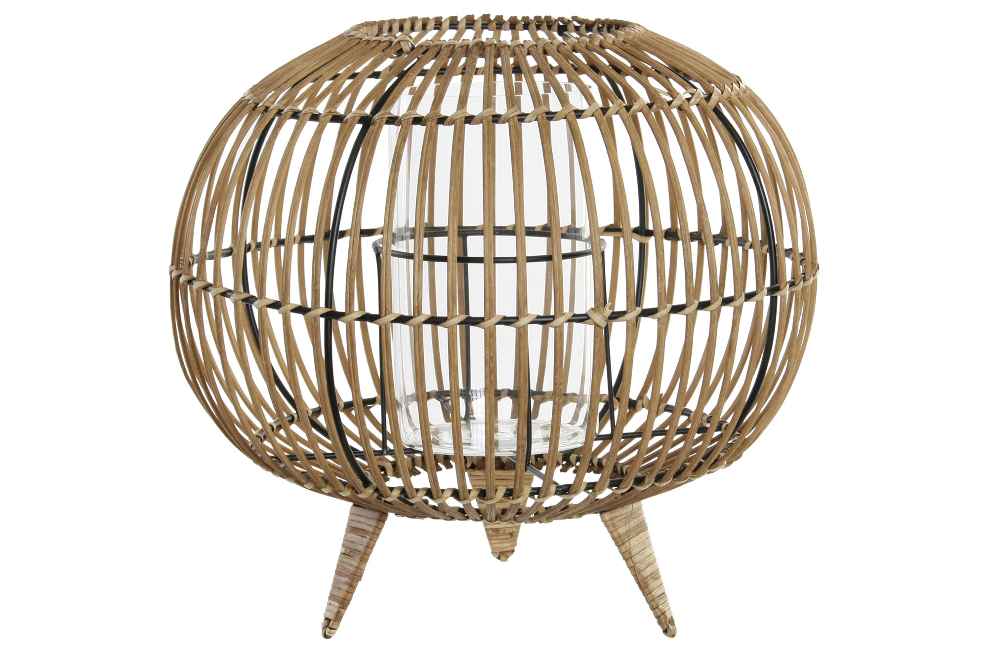 PORTAVELA RATAN METAL 32X32X29 NATURAL