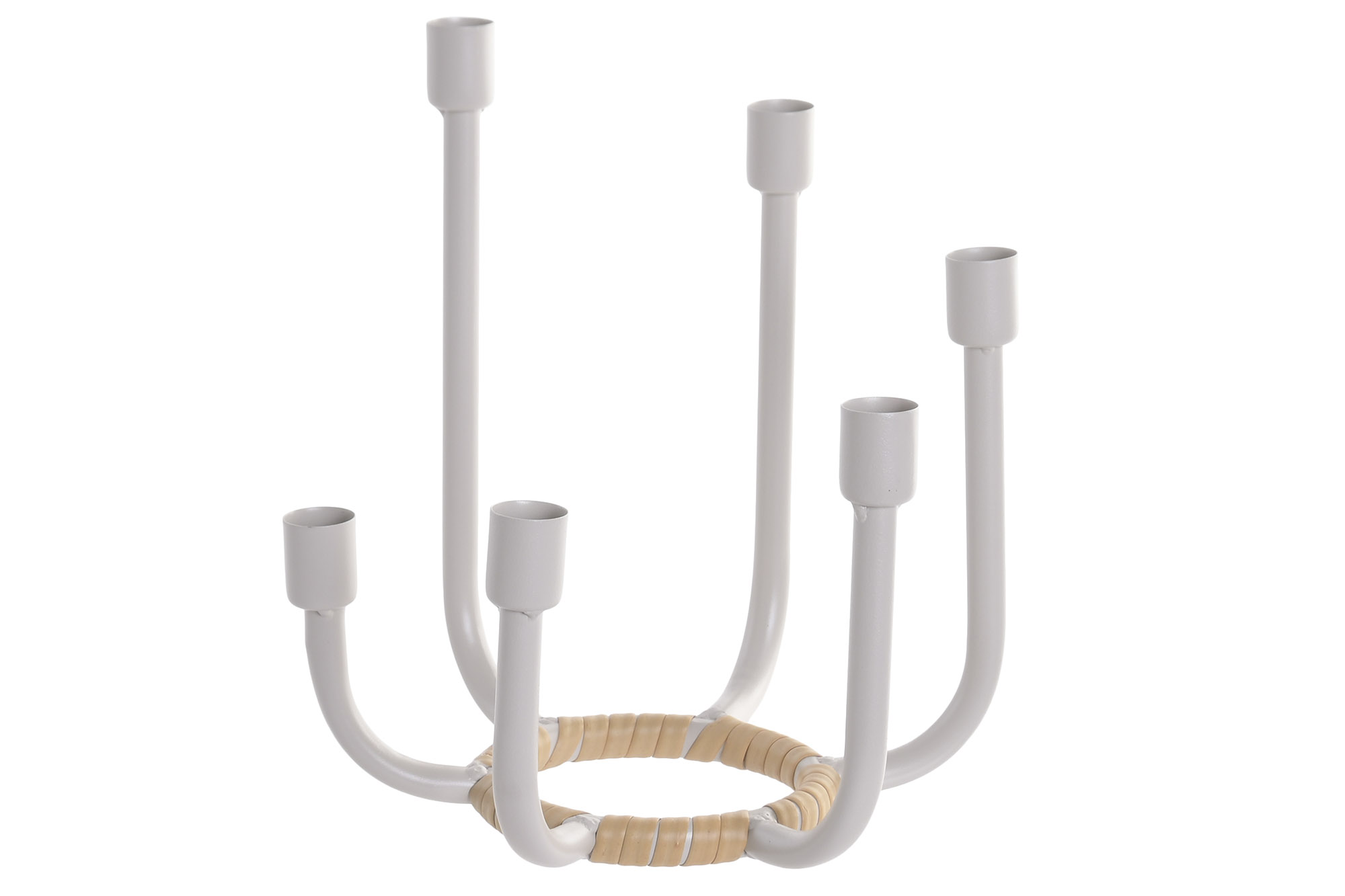 CANDELABRO METAL PE 24X24X25 6 VELAS CREMA