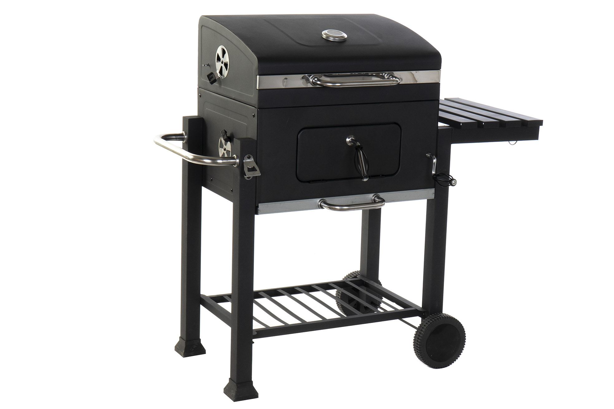 BARBACOA ACERO 140X60X108 TERMOMETRO NEGRO