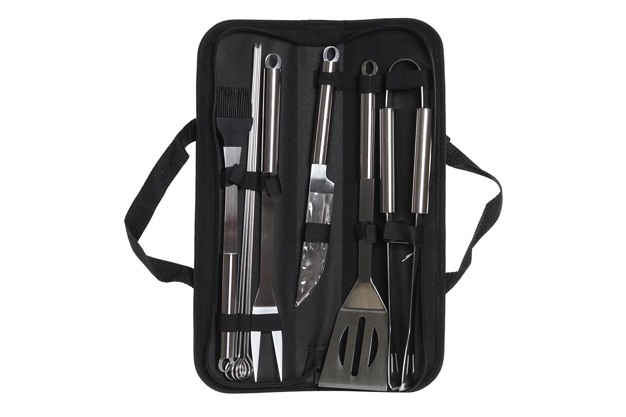 BARBACOA SET 10 INOX POLIESTER 39X11,5X5 NEGRO