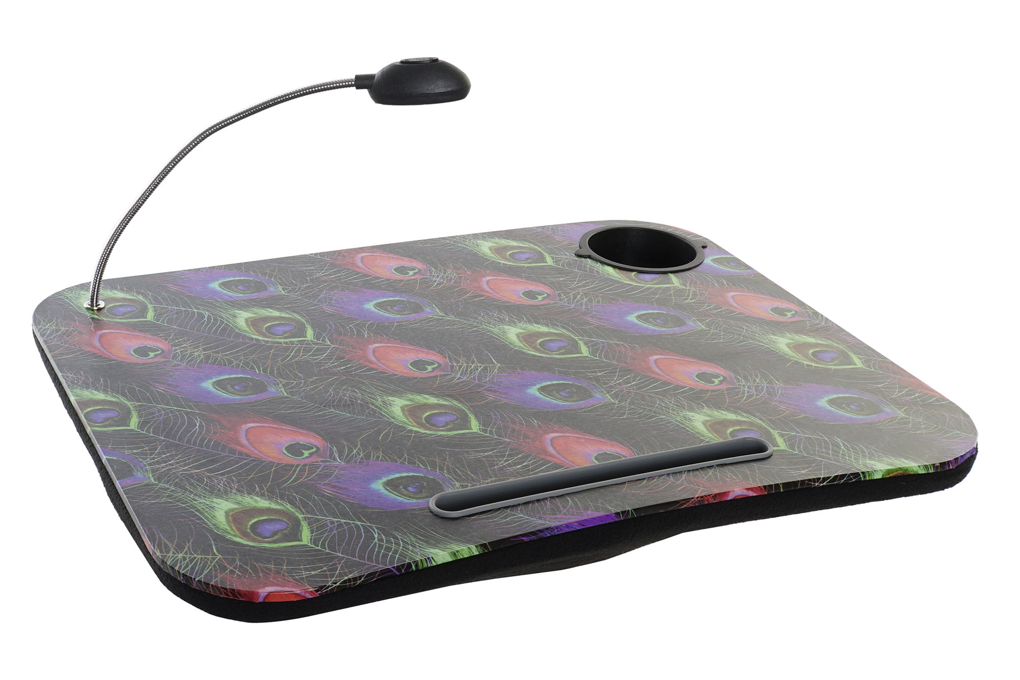 BANDEJA LED PVC 48X38X7 PLUMAS PAVO REAL NEGRO