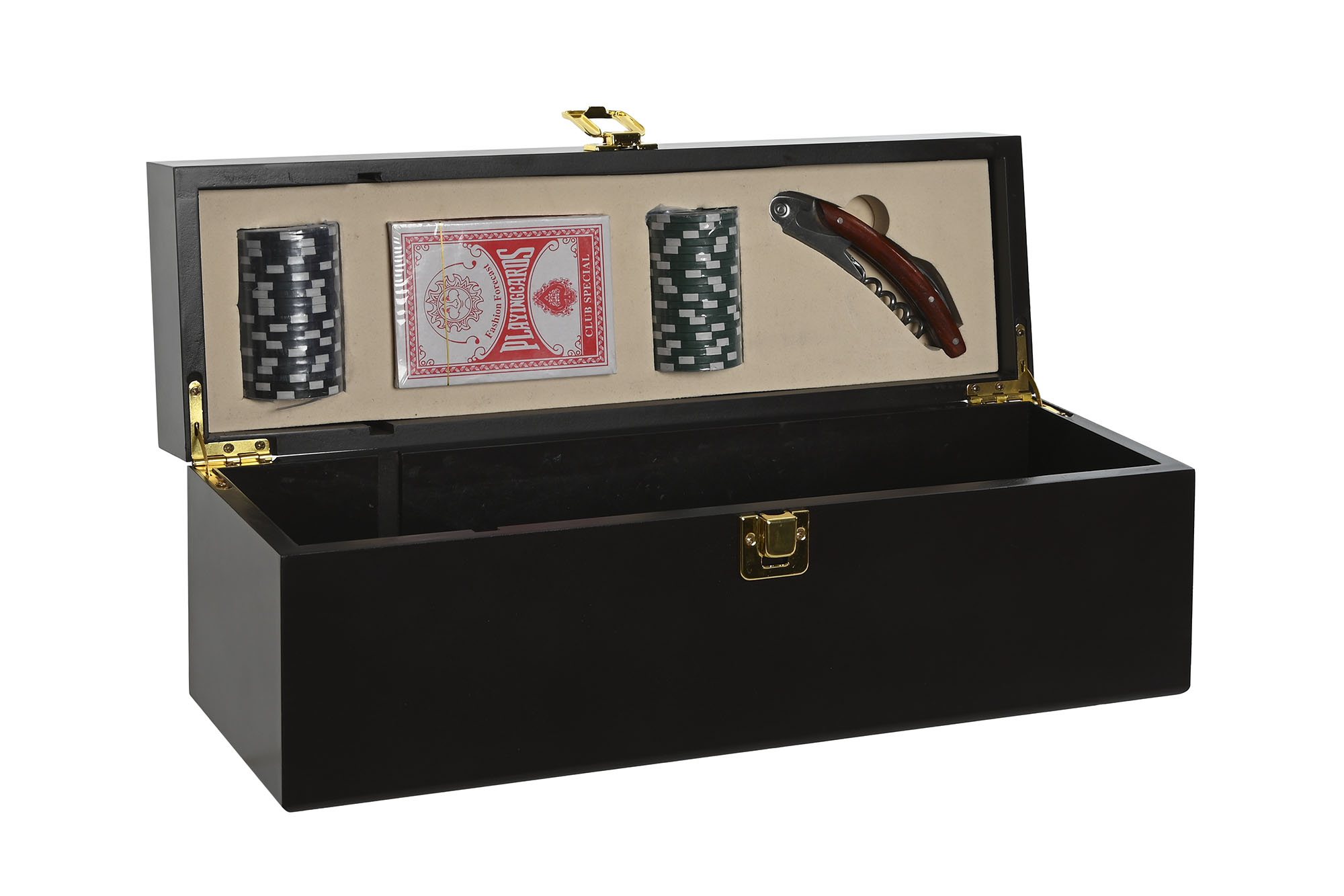 VINO SET 4 MDF 36X11X14 POKER MATE MARRON
