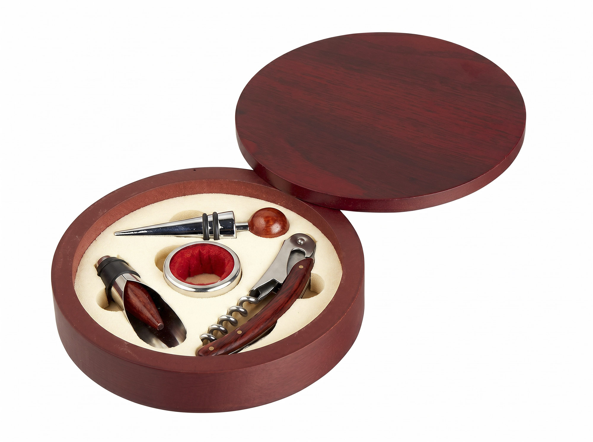 VINO SET 5 MDF INOX 16X16X4 GRANATE