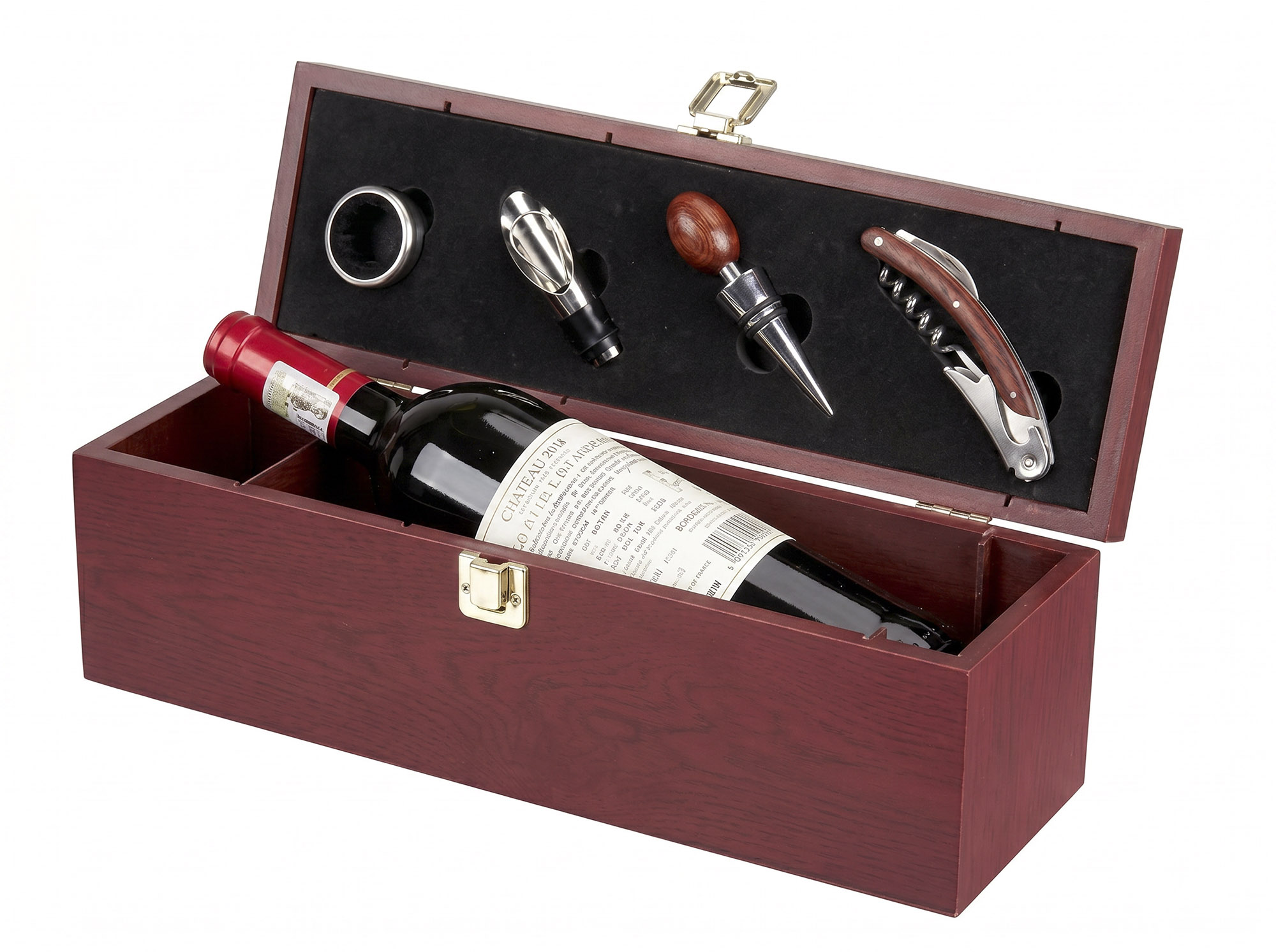 VINO SET 5 MDF INOX 36,5X11,5X12 GRANATE