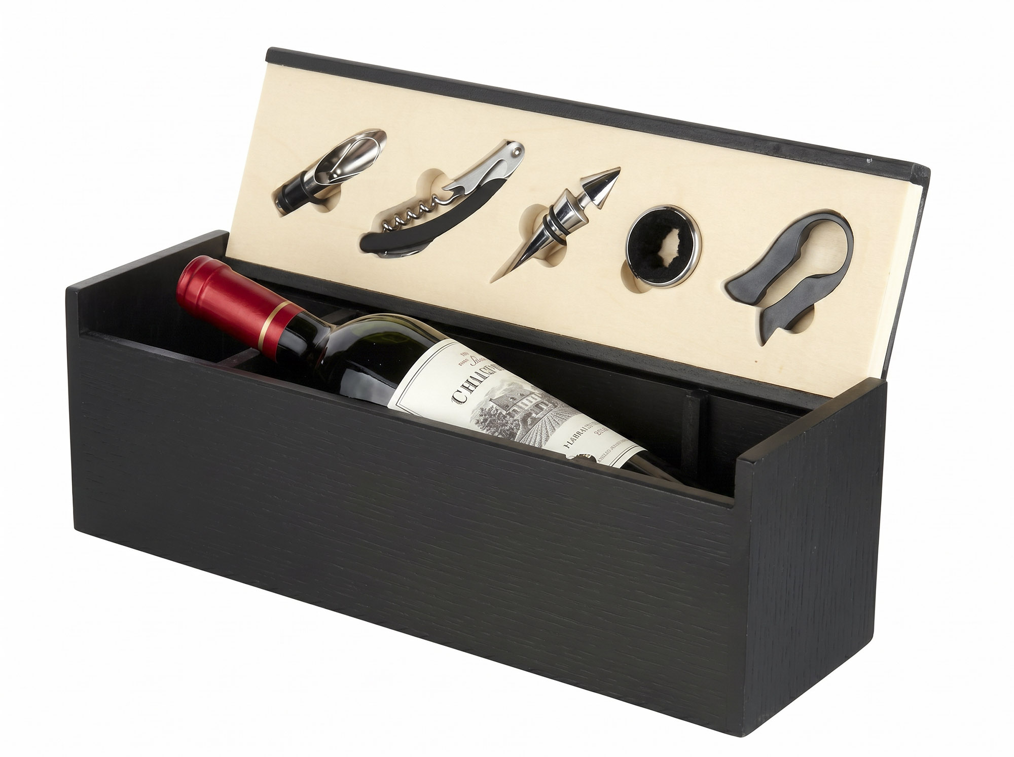 VINO SET 6 MDF INOX 36,5X11,5X12 NEGRO