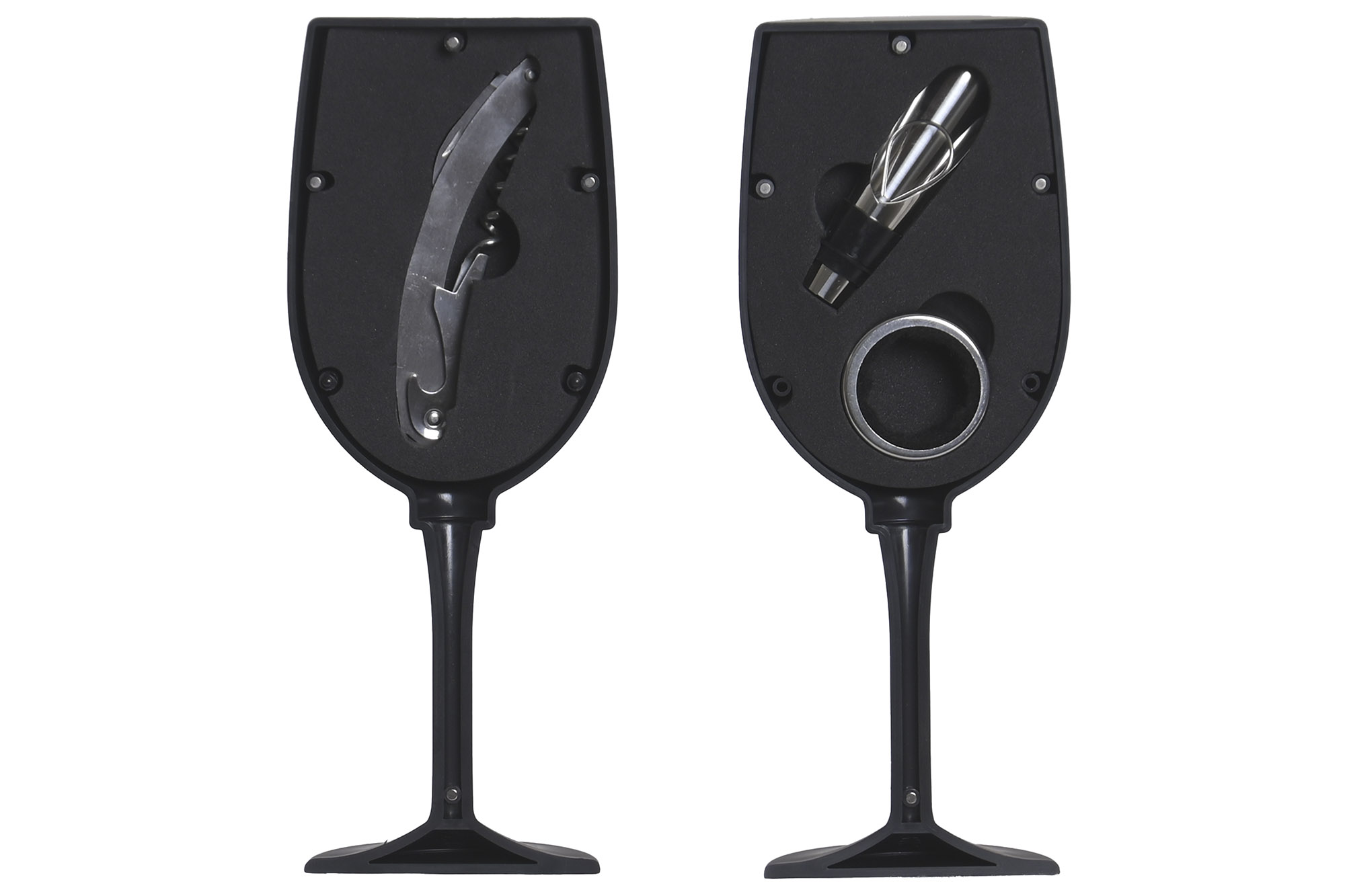 VINO SET 4 ABS INOX 9X9X24 GOMOSO NEGRO