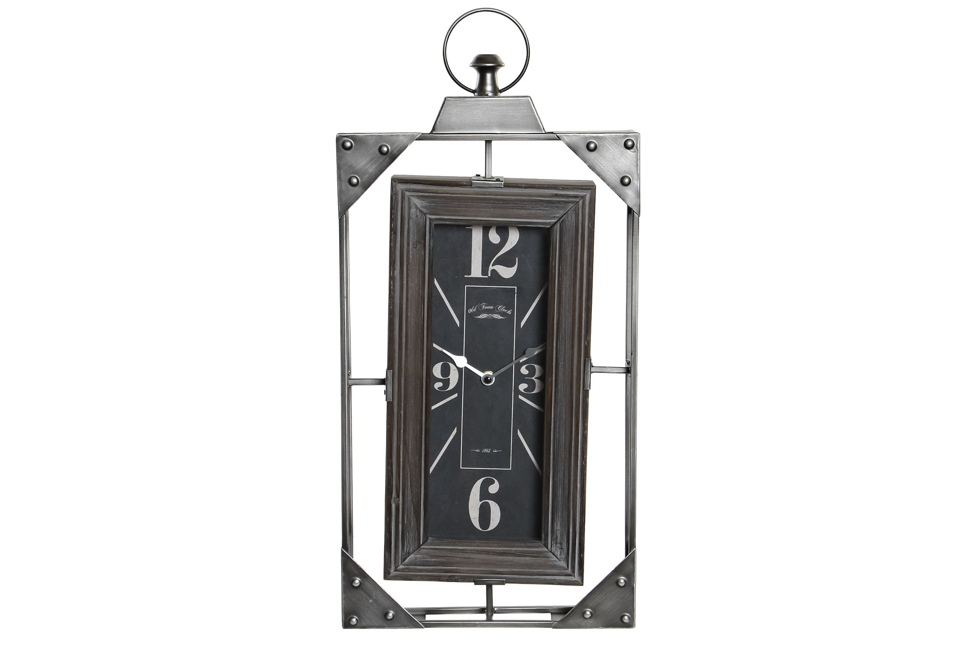 RELOJ PARED HIERRO MADERA 29X6,5X61 GRIS