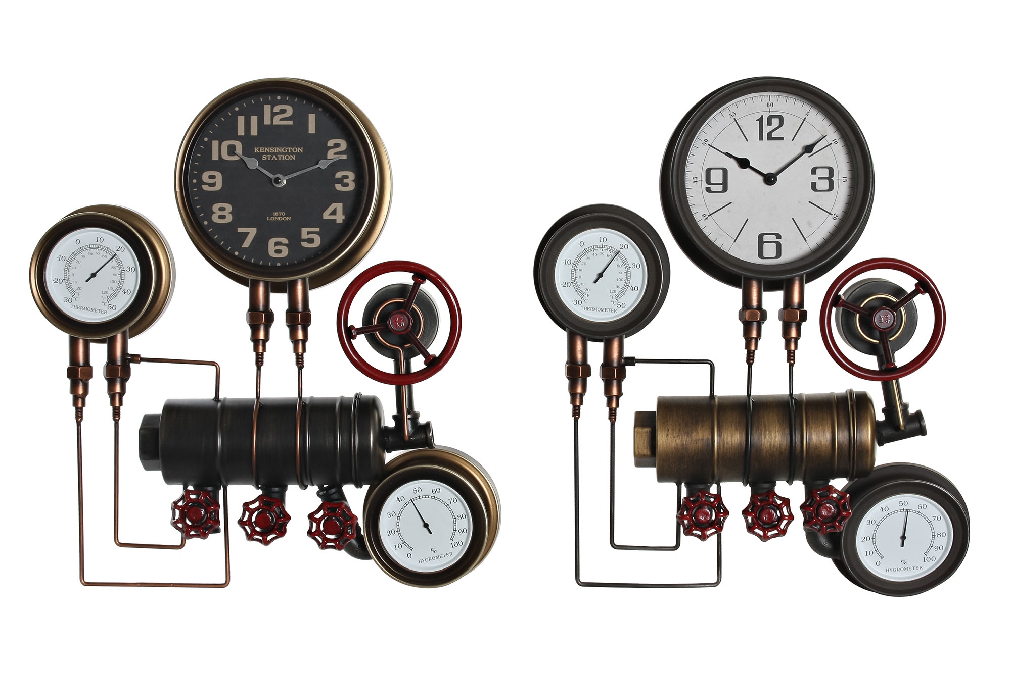 RELOJ PARED HIERRO 47X13X60 TERMOMETRO 2 SURT.