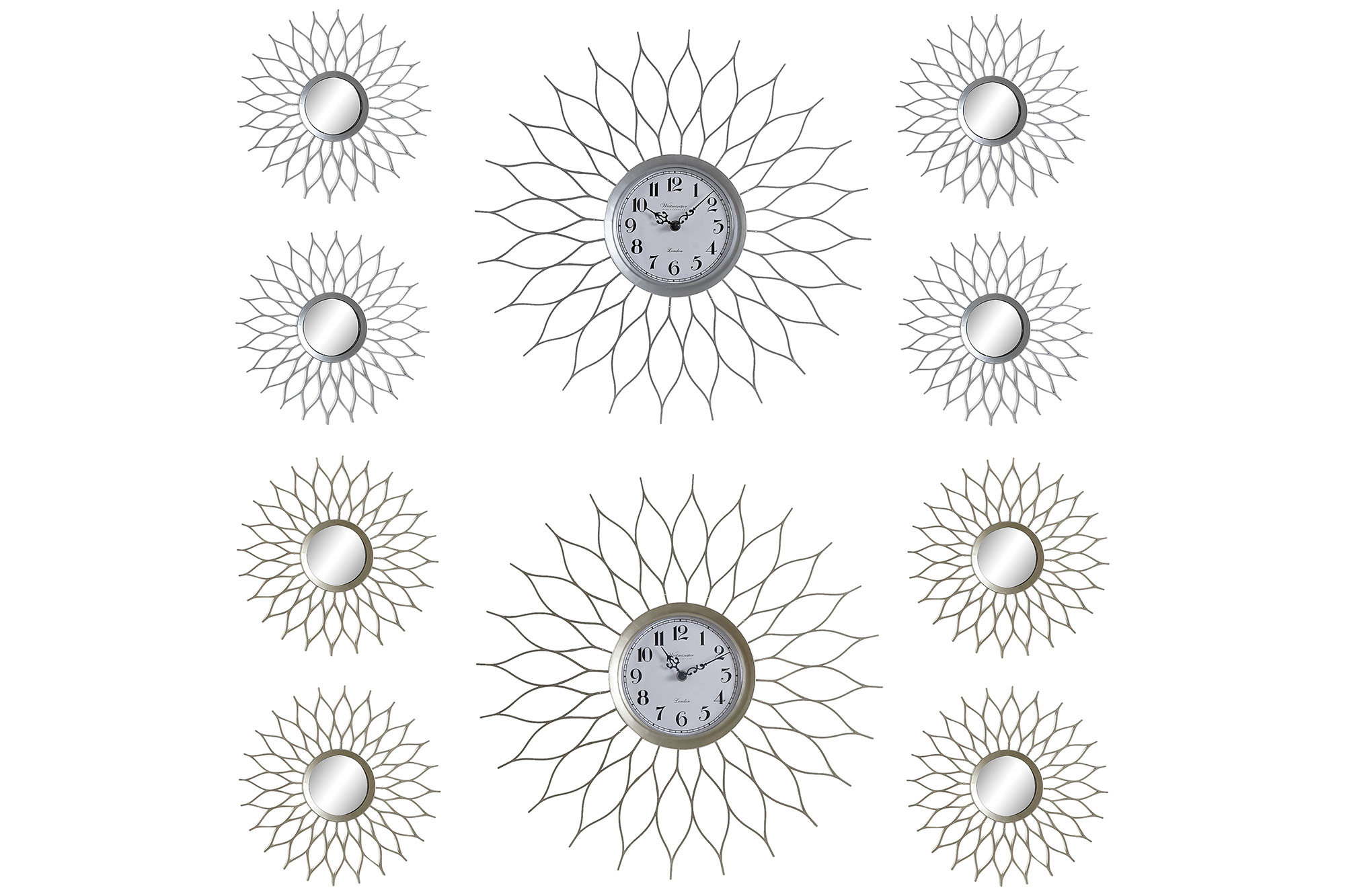 RELOJ SET 5 PP ESPEJO 50X4X50 50CM 2 SURT.