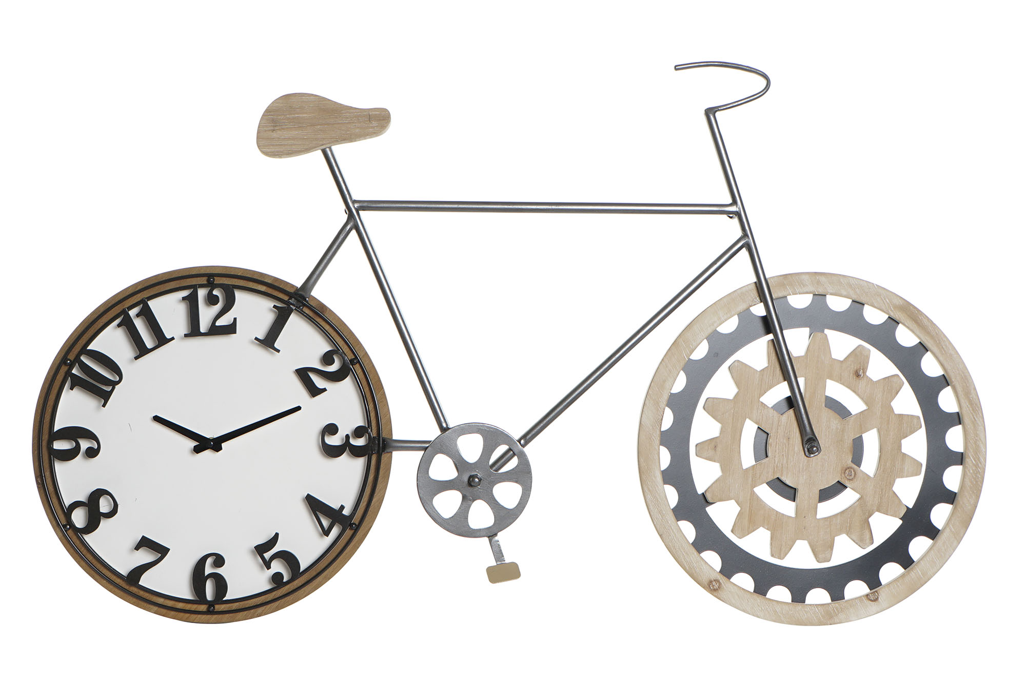 RELOJ PARED METAL MDF 108X6,4X63,5 BICICLETA NEGRO