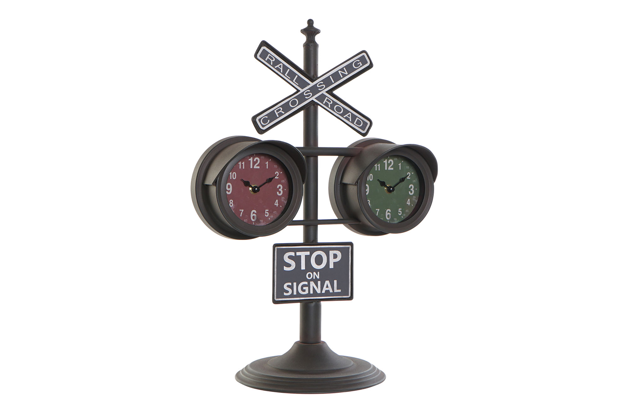 RELOJ SOBREMESA HIERRO CRISTAL 36X22X52 SEMAFORO